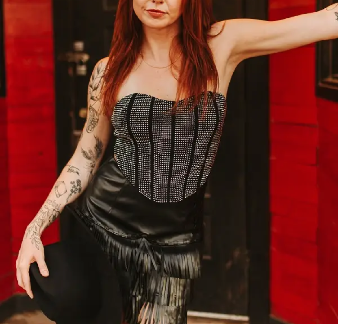 Black Rhinestone Corset Top
