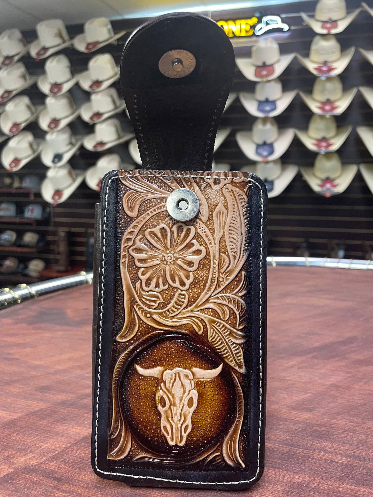 Long Horn Engraved Phone Holster