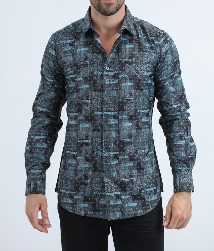 Blue Design Men’s Long Sleeve Shirt