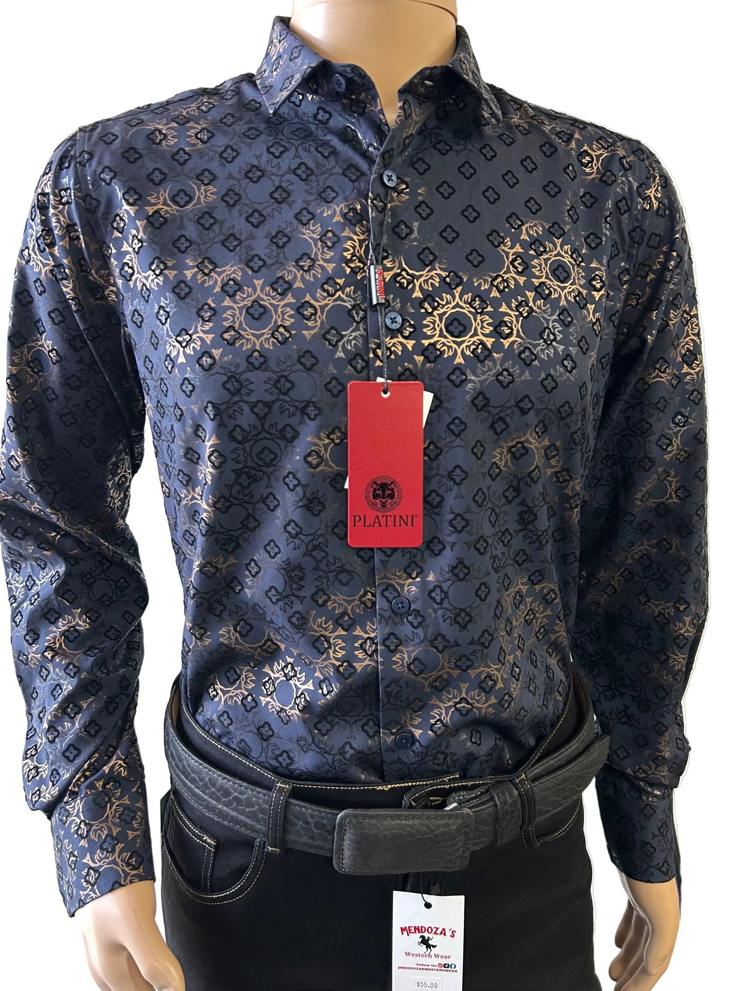 Dark Blue and Gold Long Sleeve Shirt