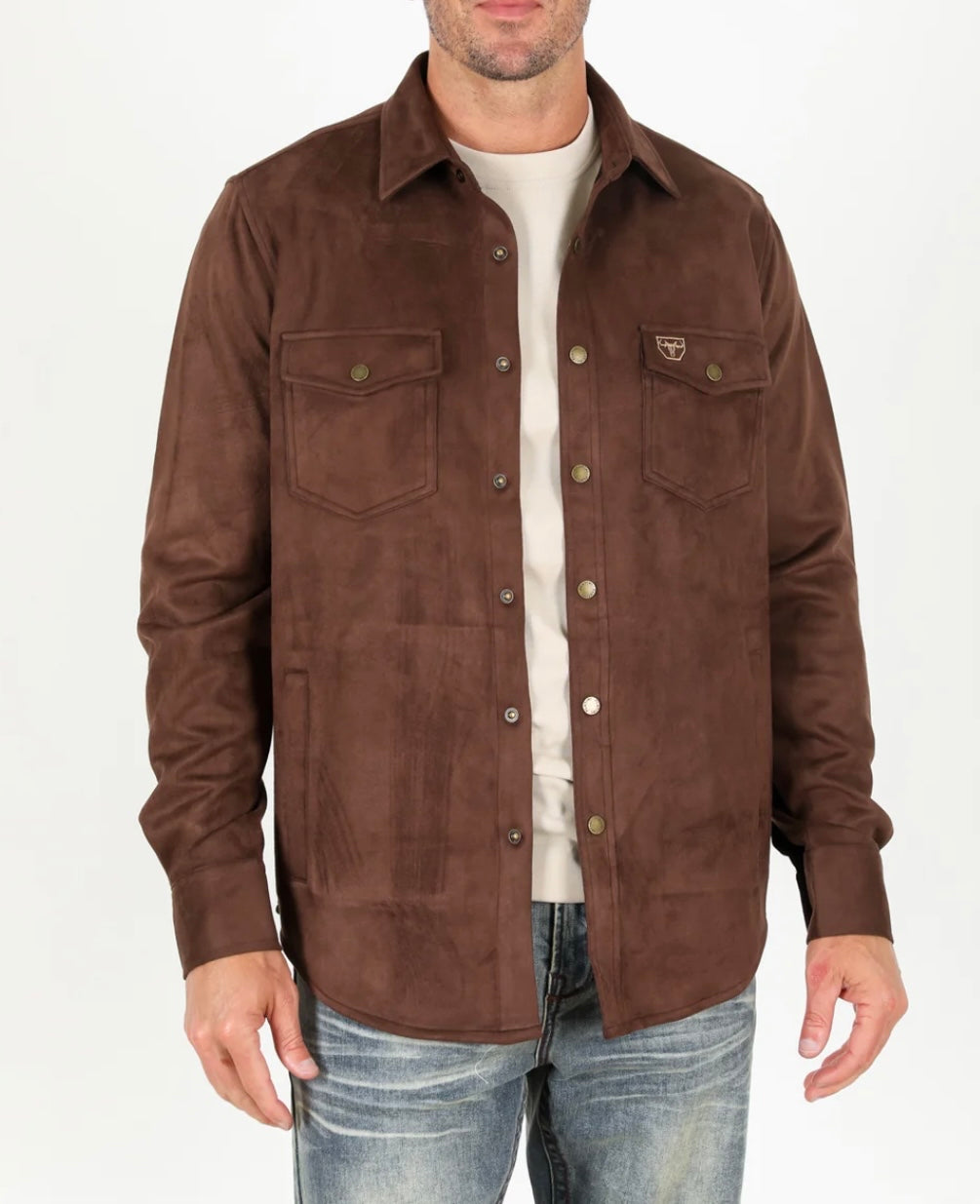 Faux Suede Brown Overshirt