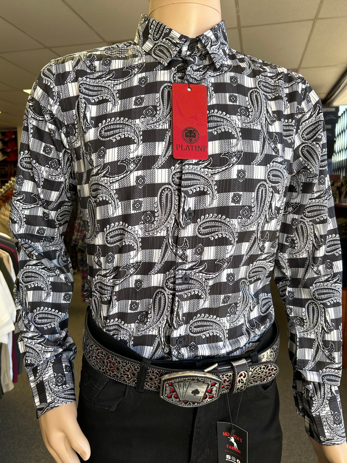 Checkered Bandana Print Dress Shirt