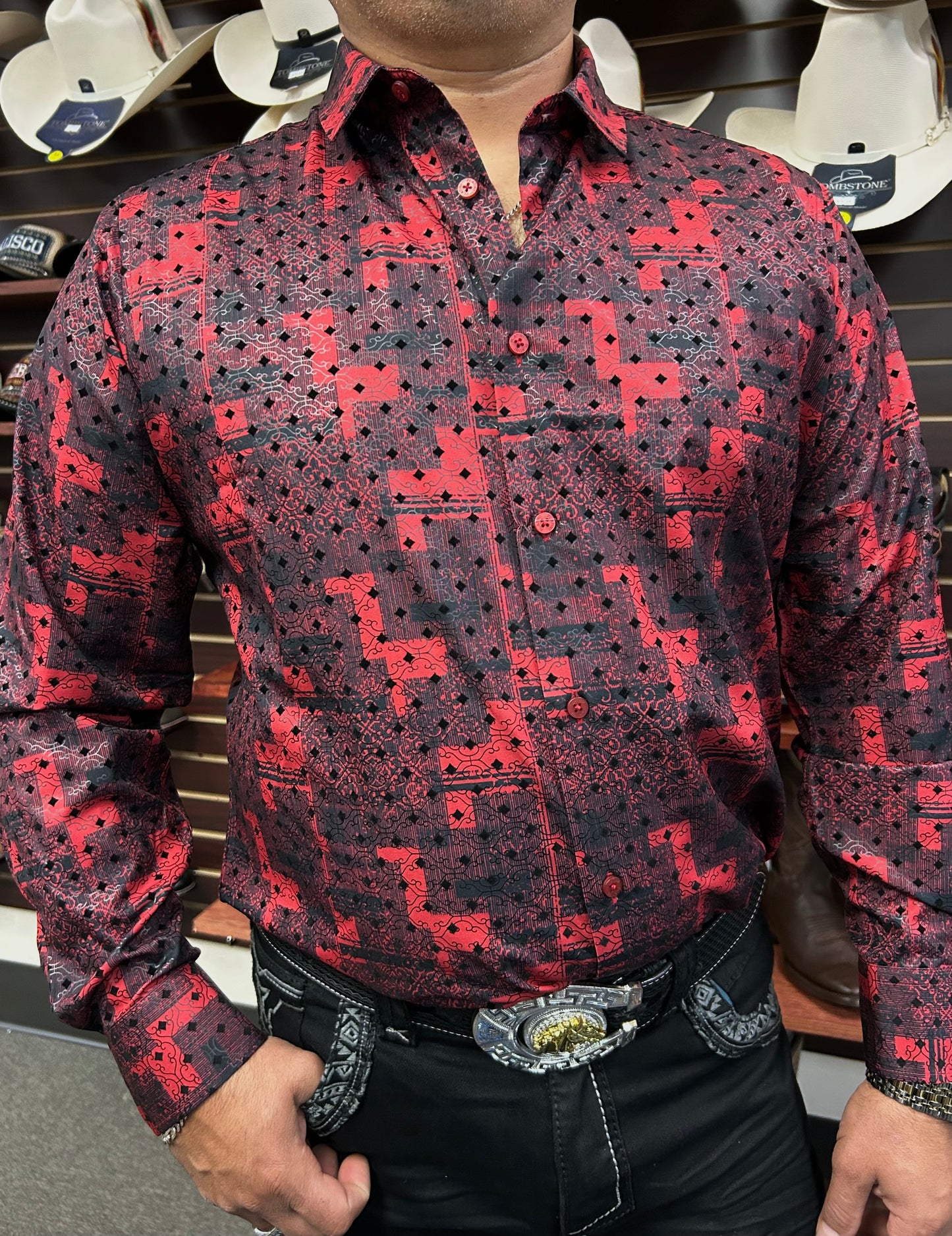 Red Men’s Long Sleeve Shirt