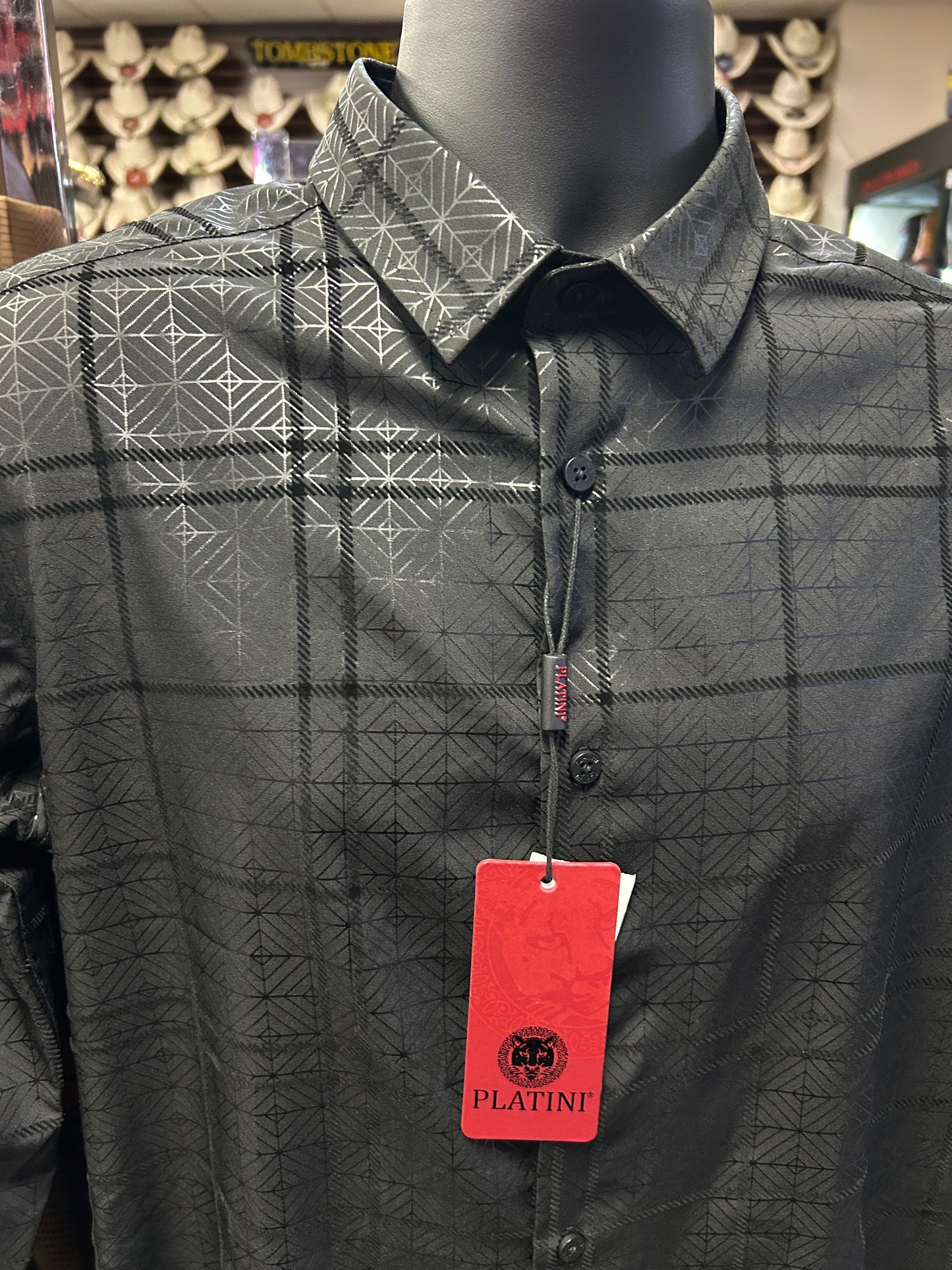 Black Square Design Long Sleeve Shirt