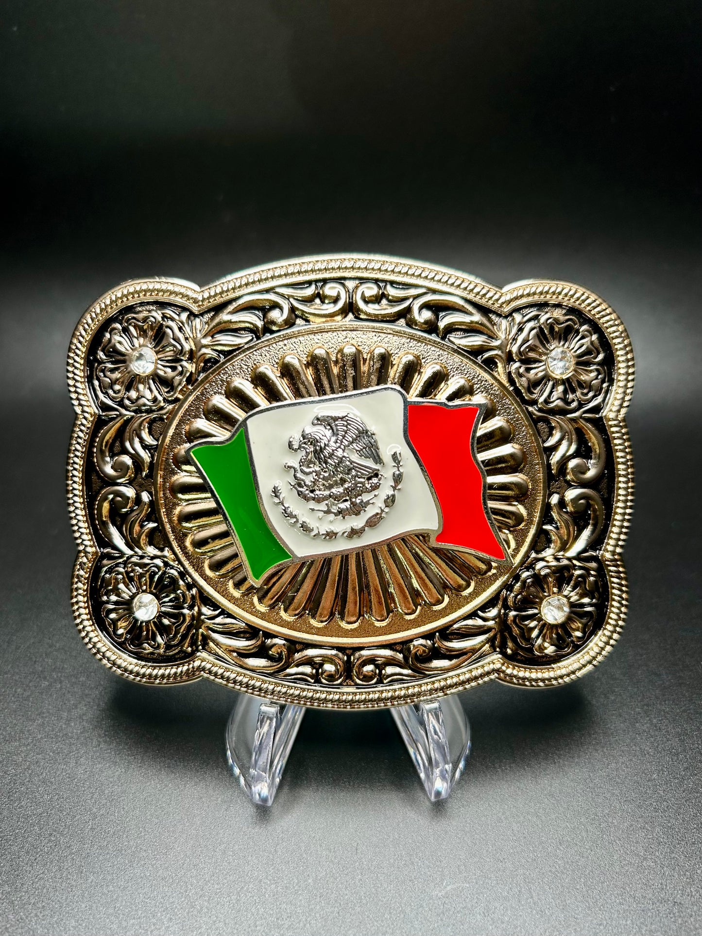 Mexico Flag Gold Buckle