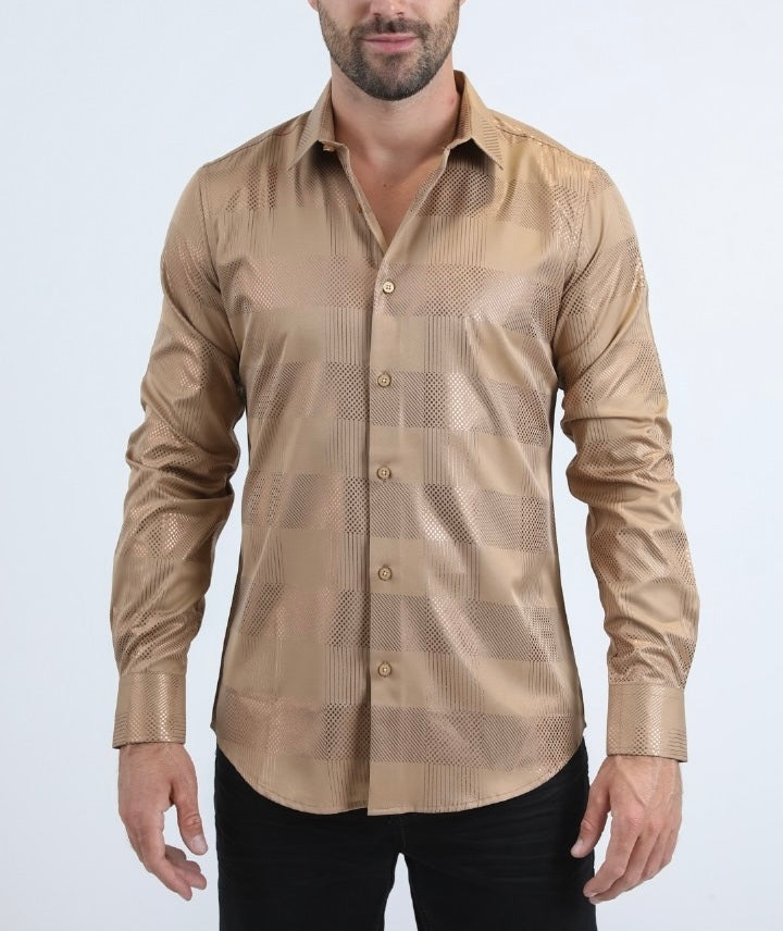 Checkered Beige Long Sleeve