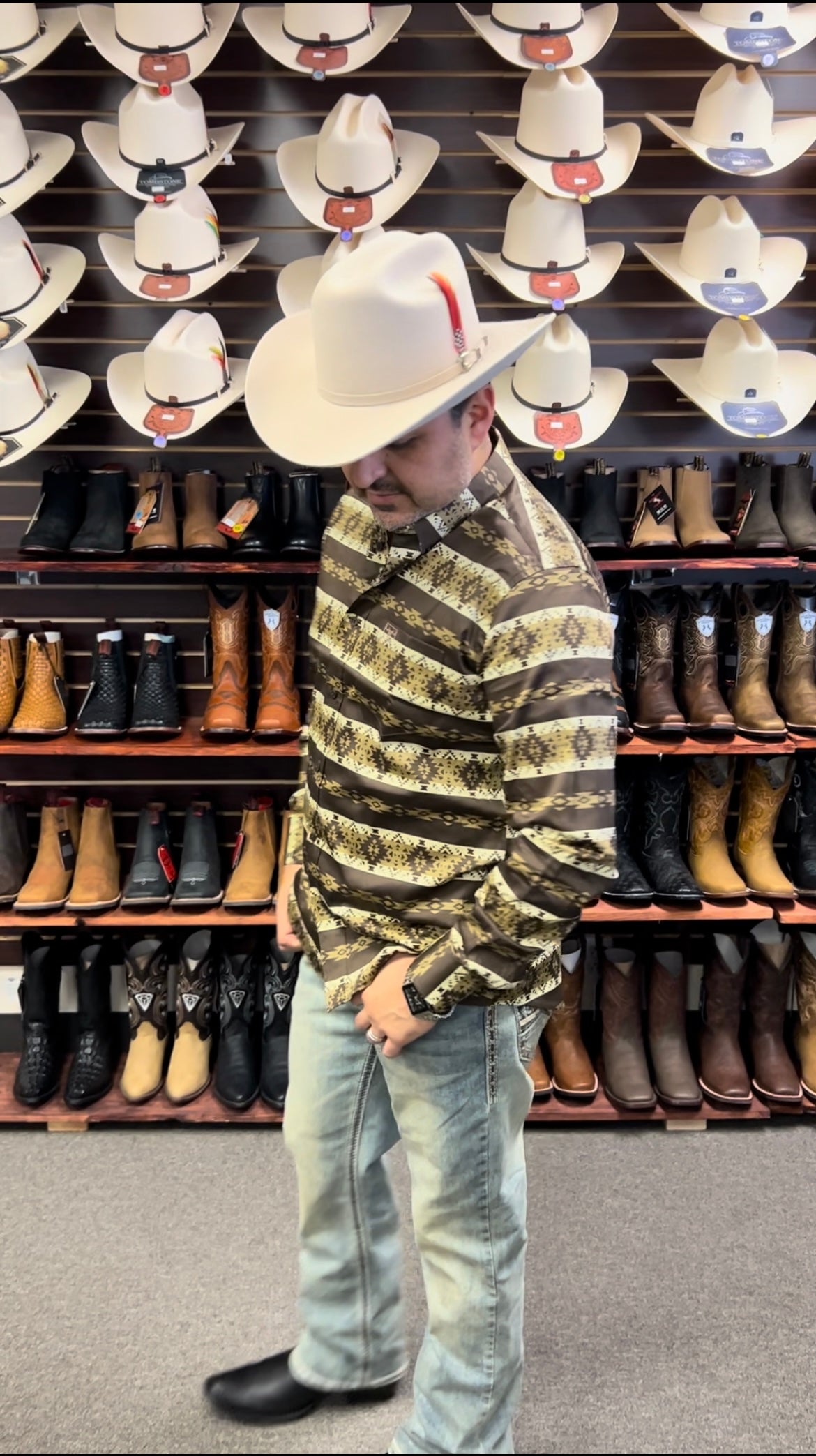Brown Aztec Print Long Sleeve Shirt