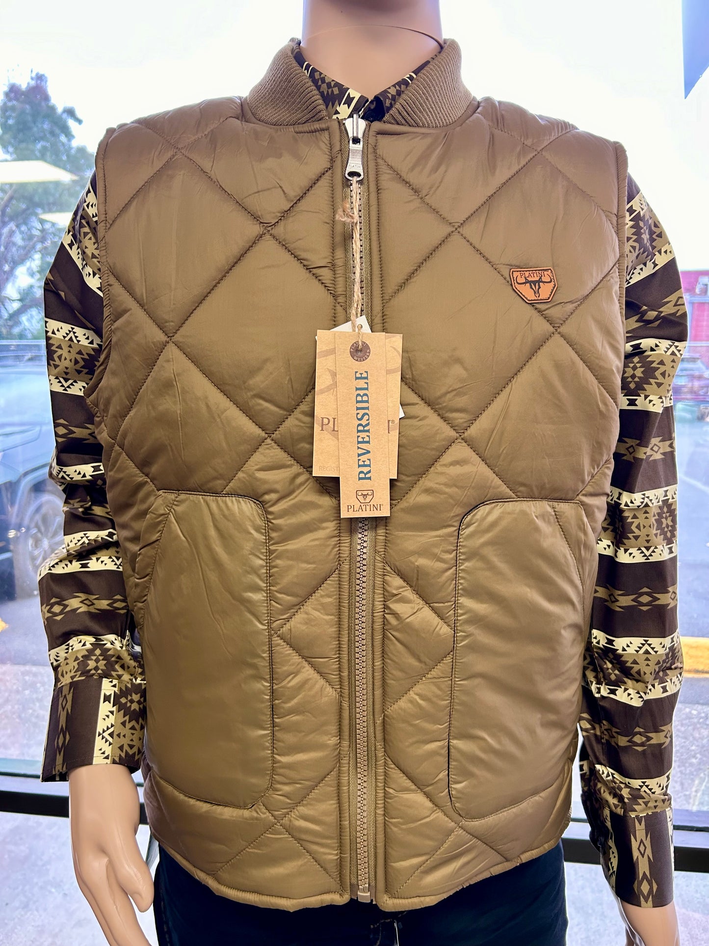 Beige Insulated Reversible Vest