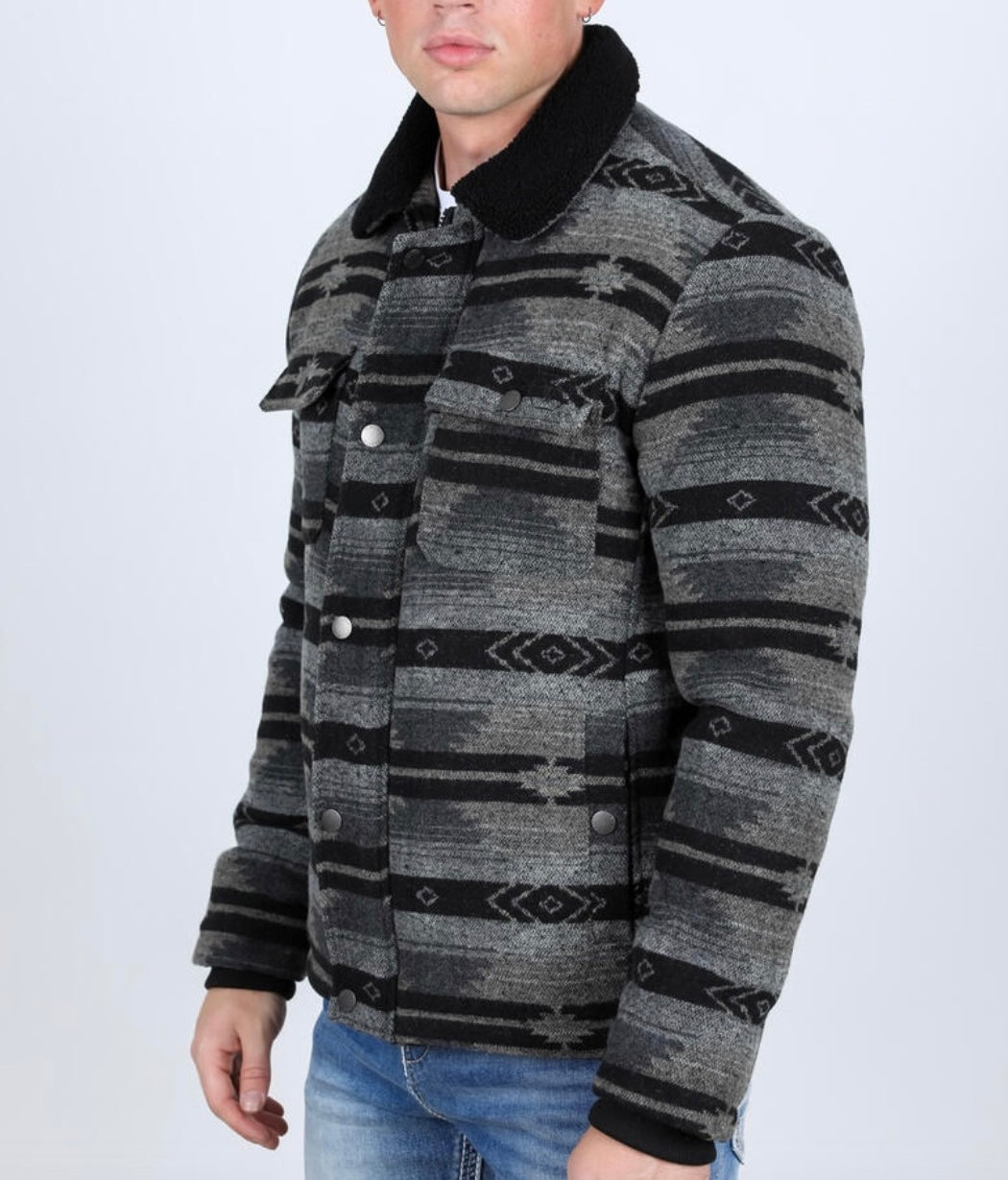 Aztec Quilted Fur Lined Jacket