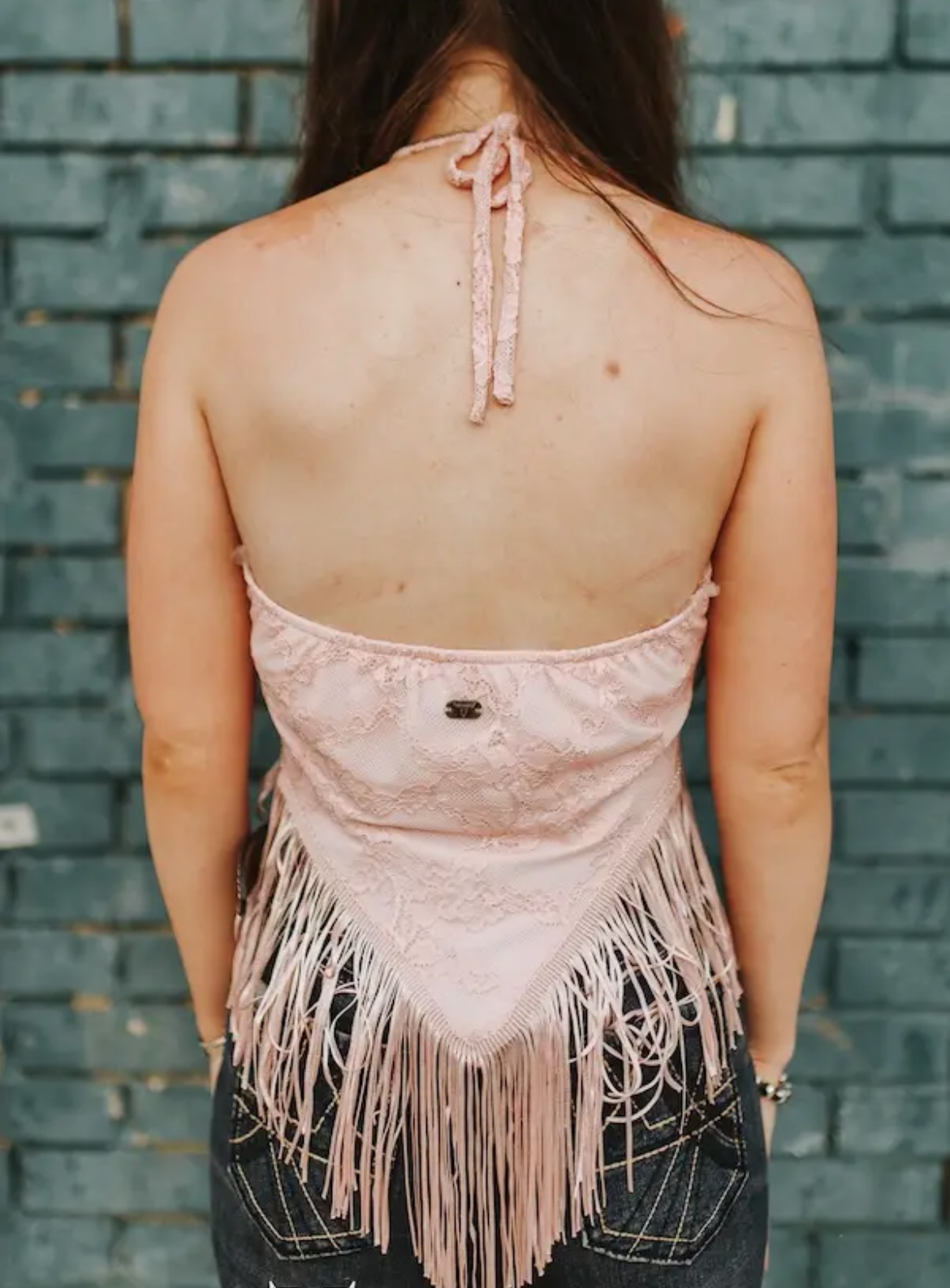 Pink Lace Fridge Hem Halter Top