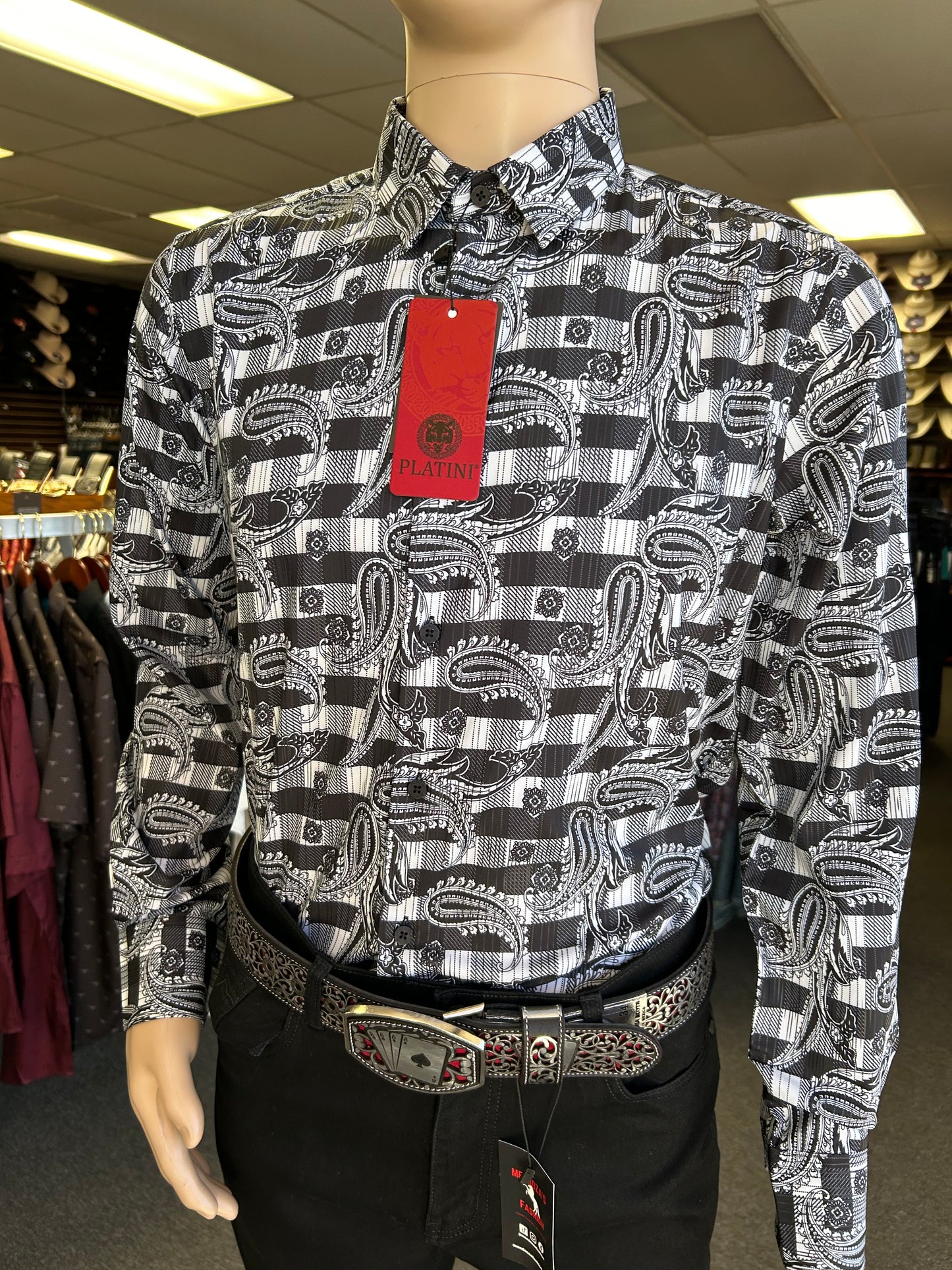 Checkered Bandana Print Dress Shirt
