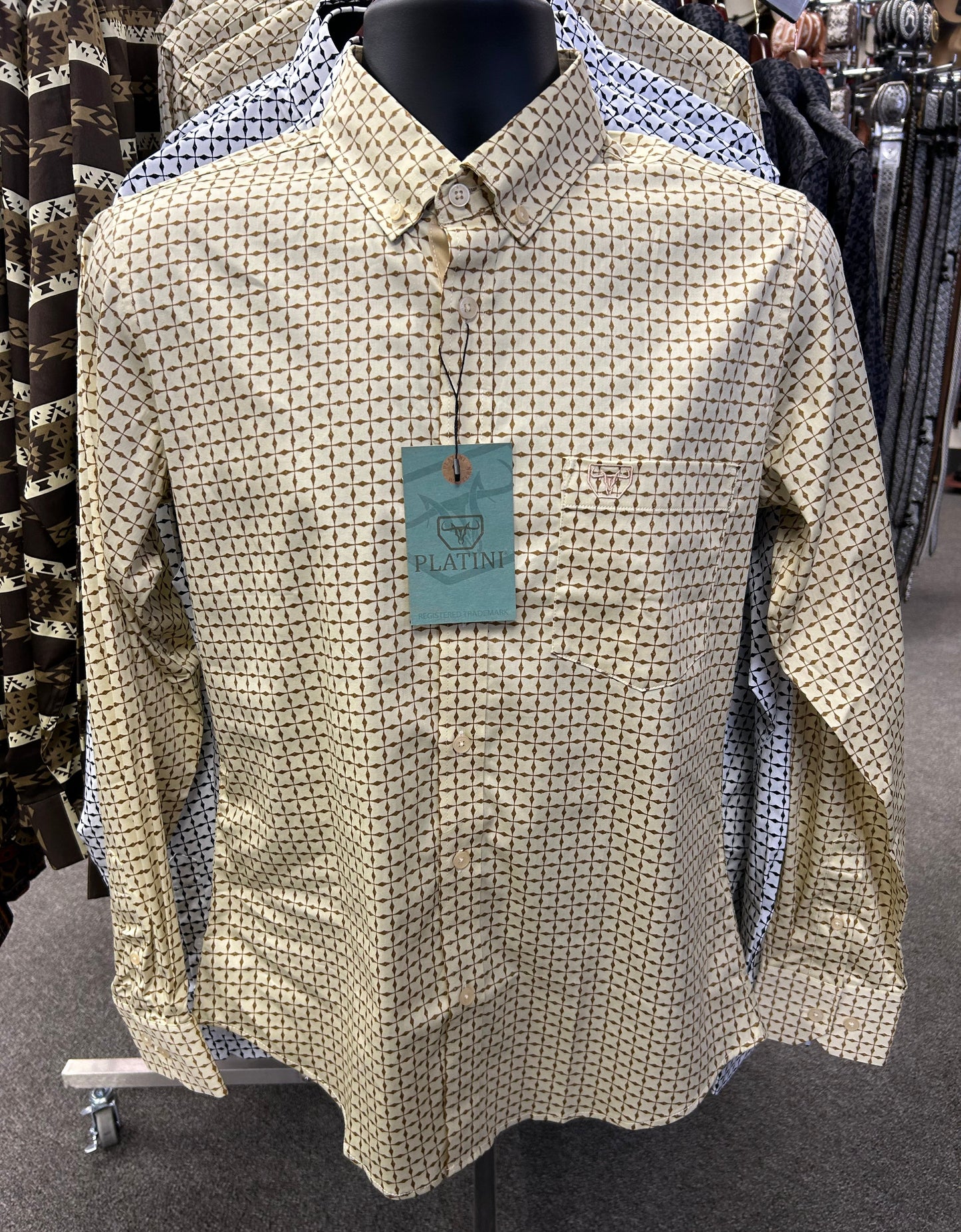 Beige Design Long Sleeve Shirt