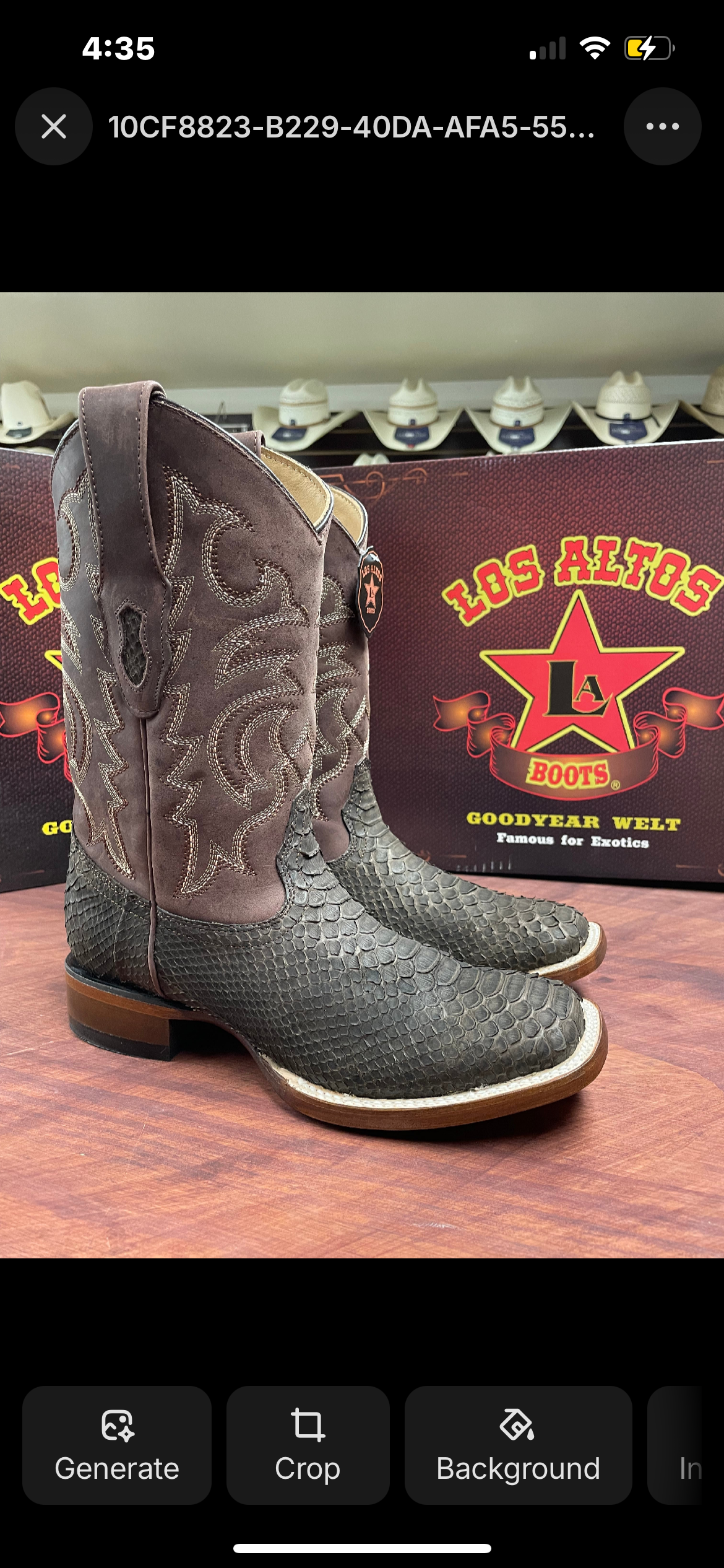 Square Toe Genuine Python Boot (Brown)