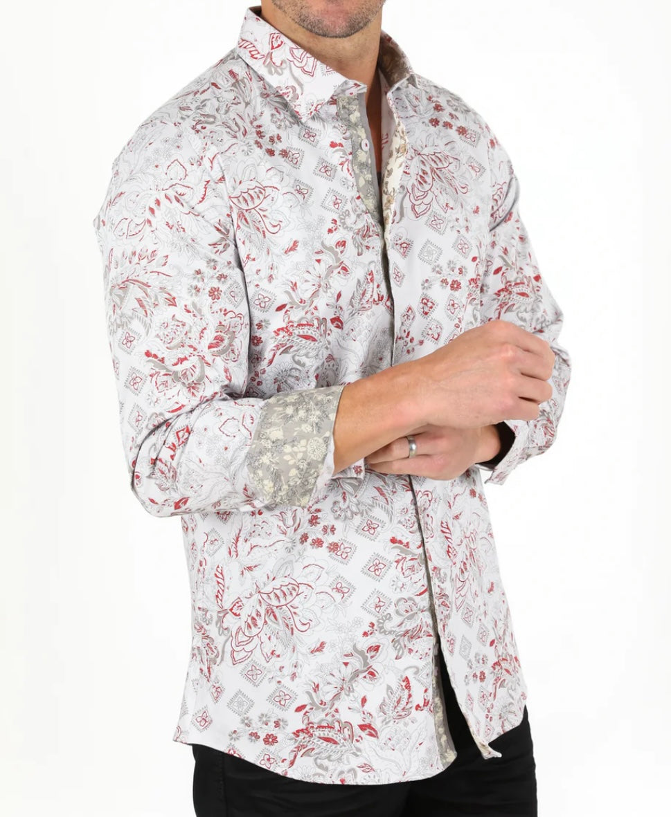 Floral Print Satin Dress Shirt