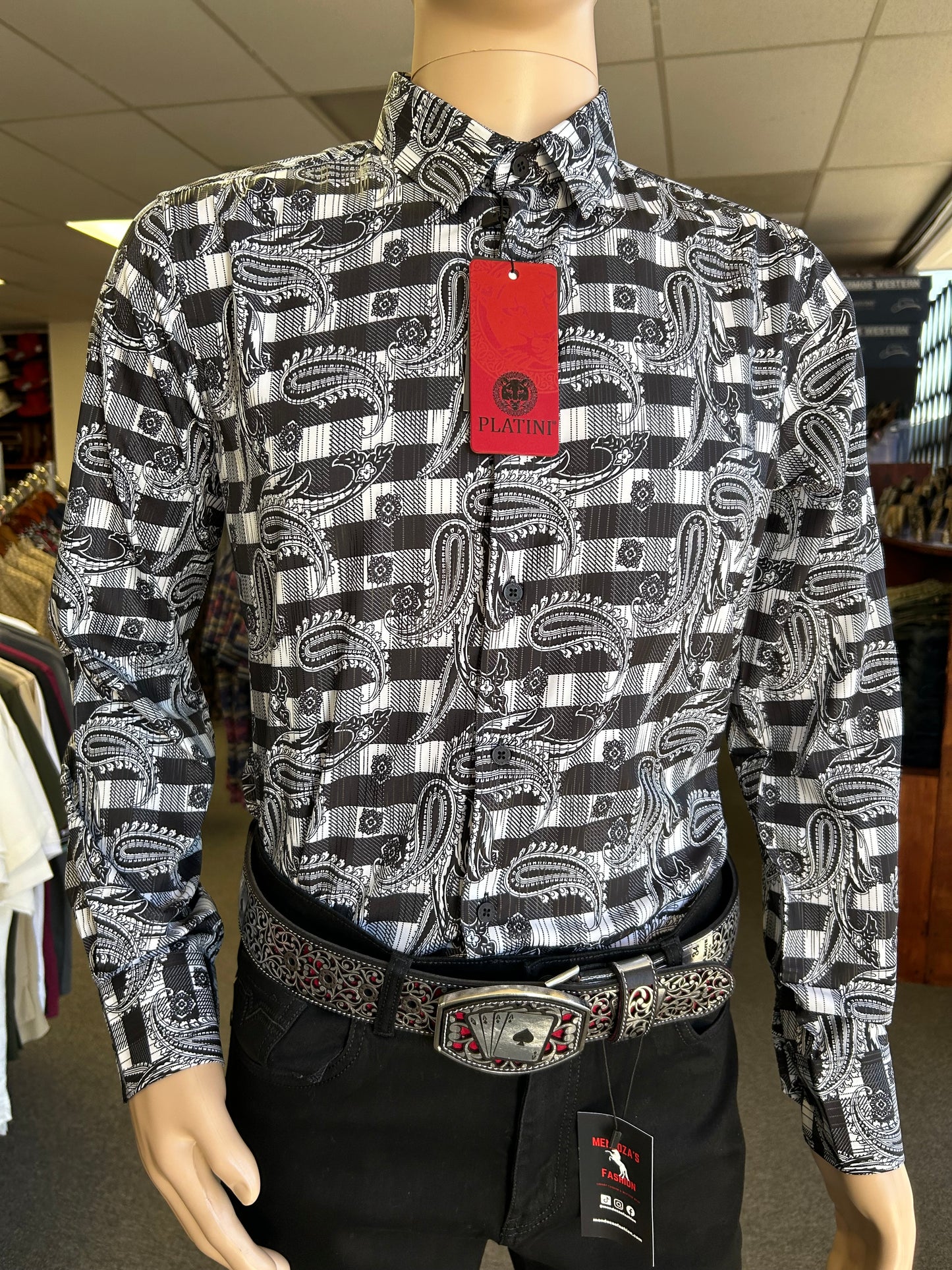 Checkered Bandana Print Dress Shirt
