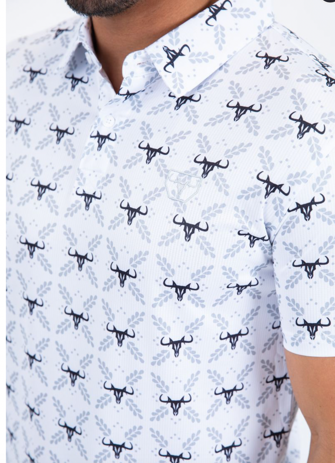 White Western Longhorn Polo Shirt