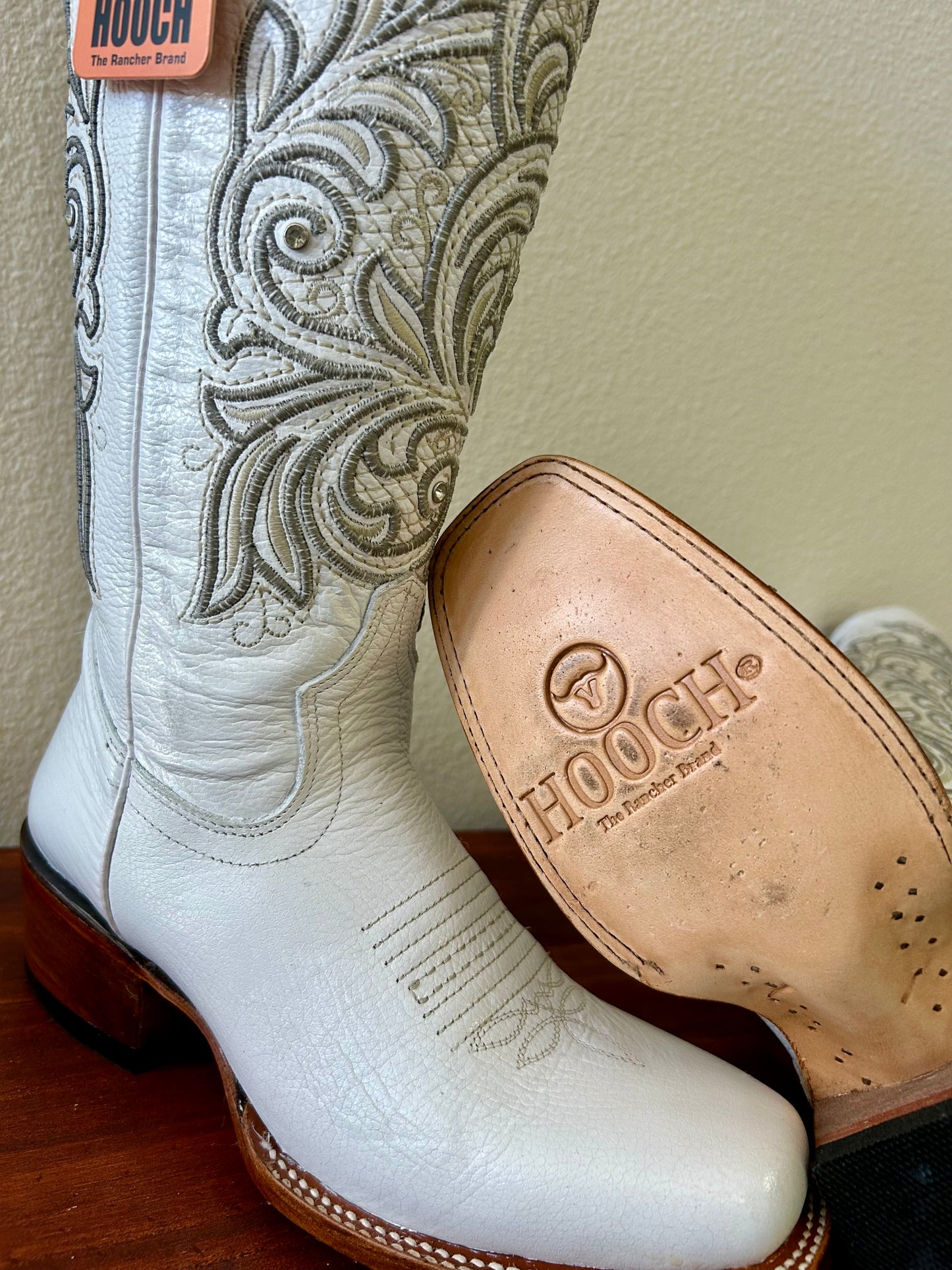 White Tall Square Toe Boots