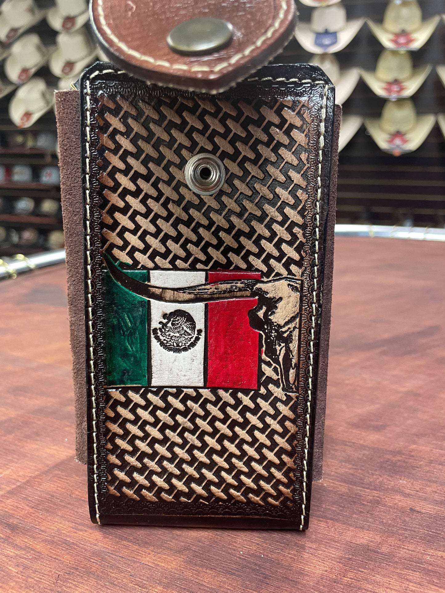 Mexican flag Engraved Phone Holster