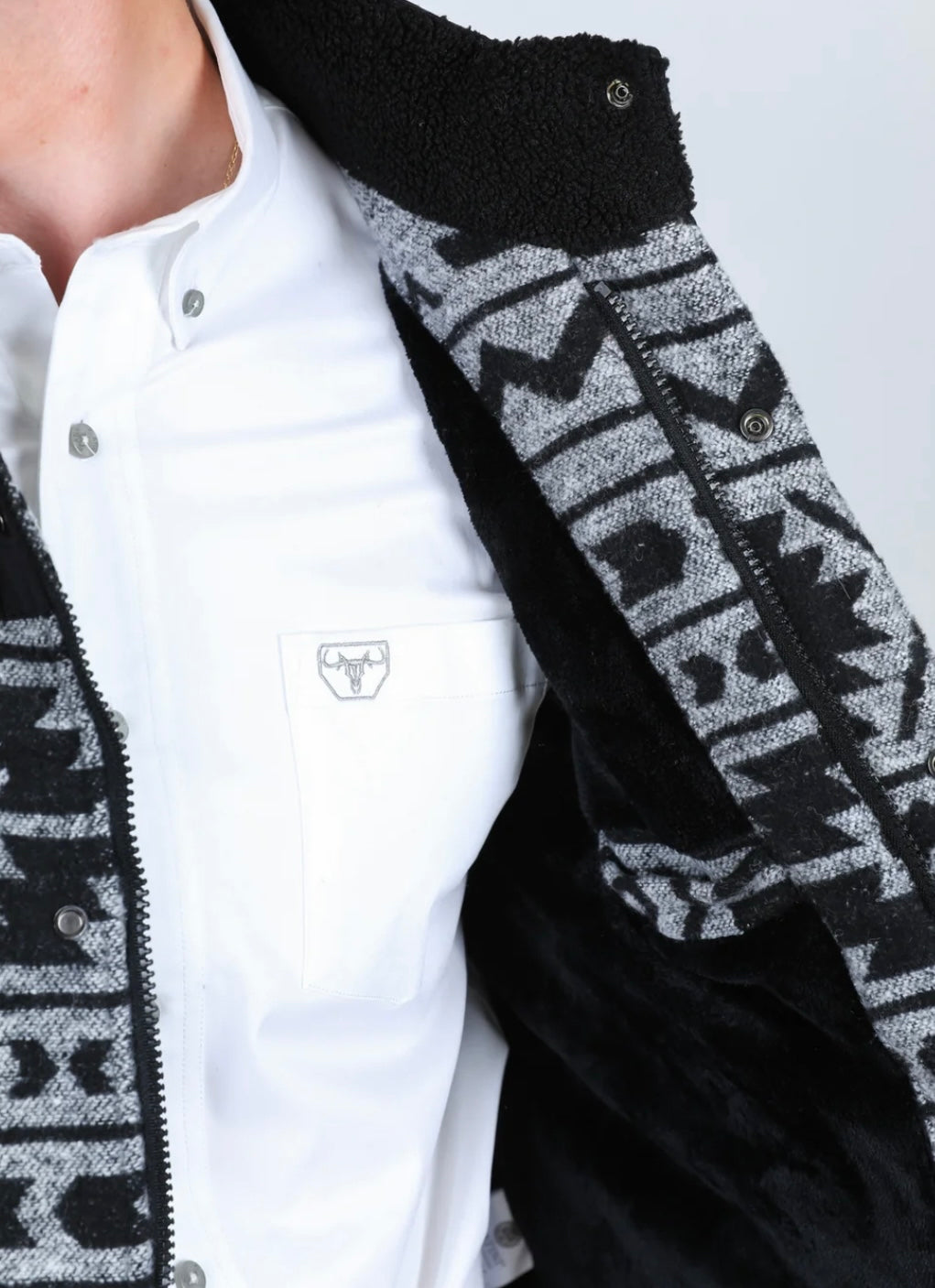 Black/White Aztec Quilted Vest