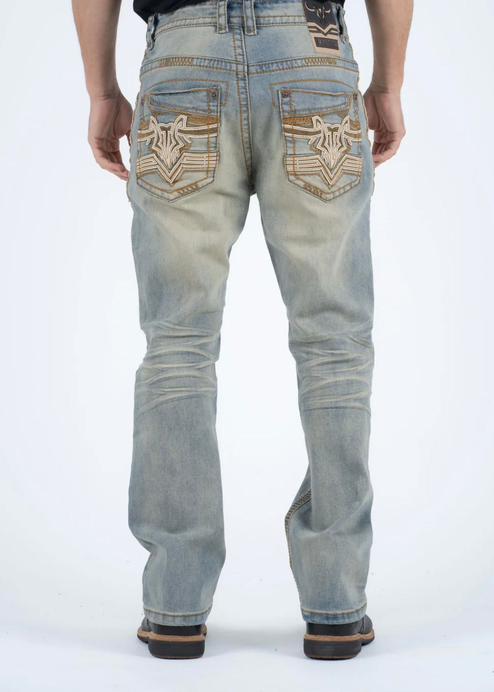 Platini Light Blue Washed Slim Bootcut Jeans