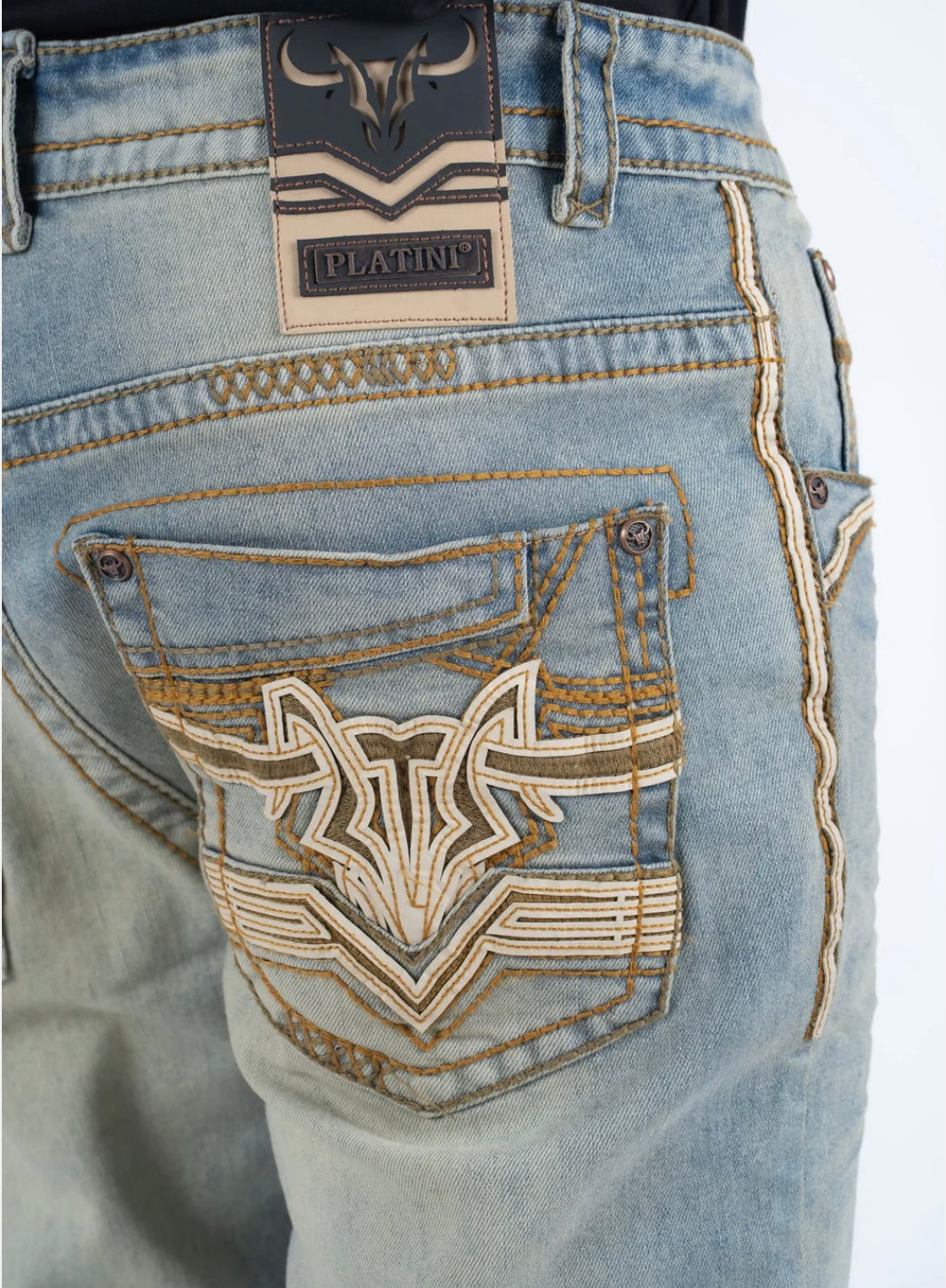 Platini Light Blue Washed Slim Bootcut Jeans