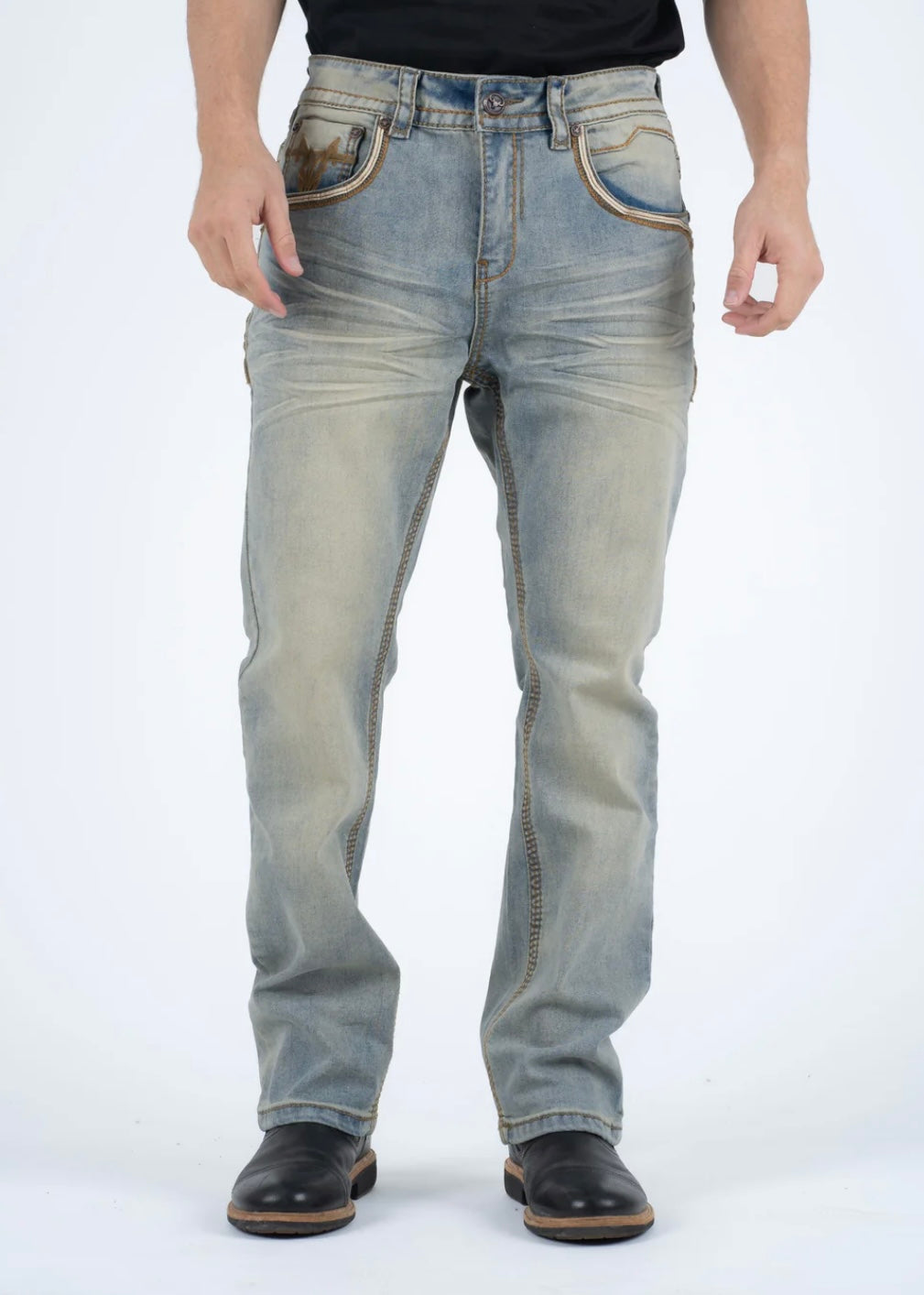 Platini Light Blue Washed Slim Bootcut Jeans