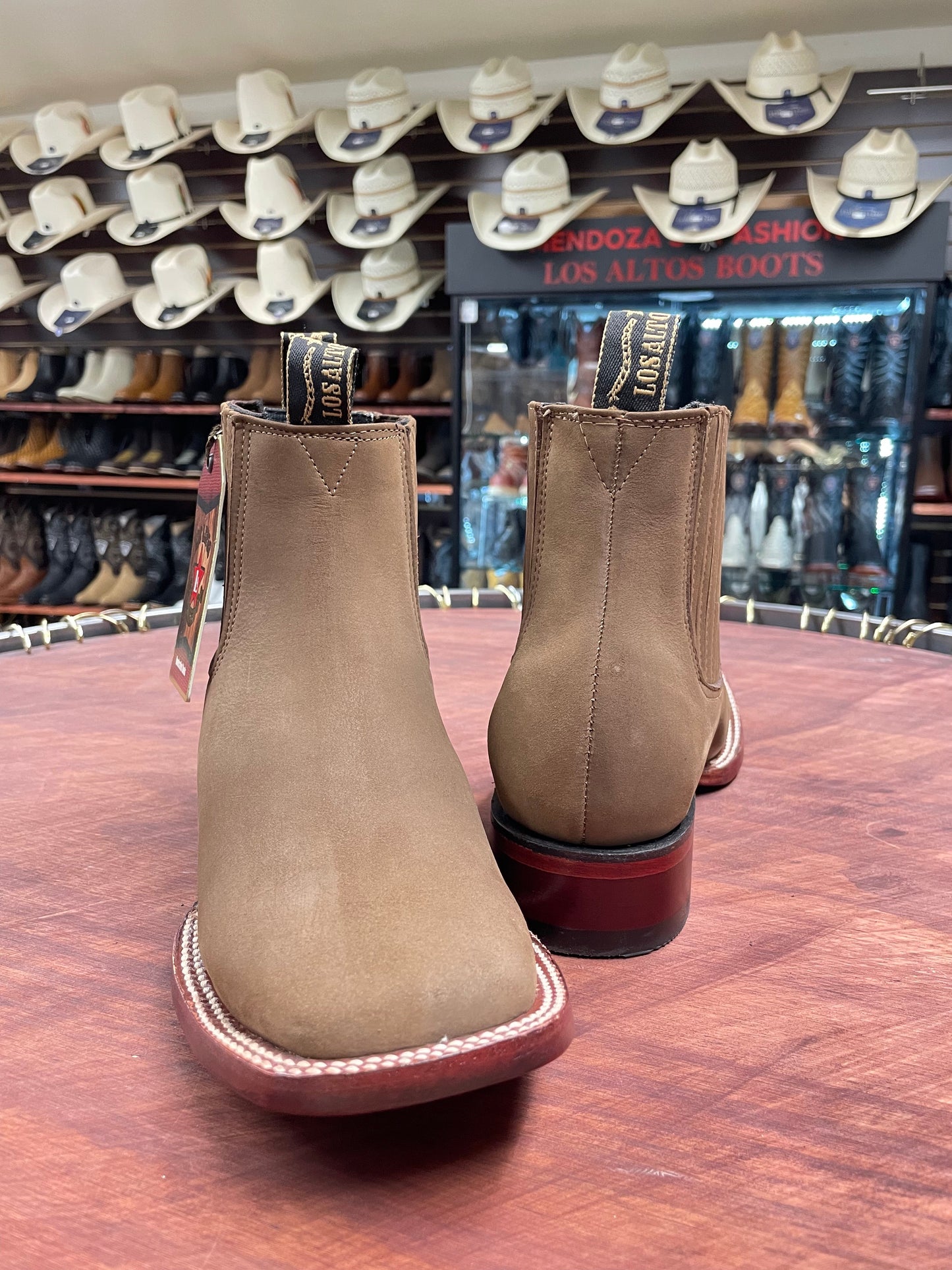 Los Altos Wide Square Toe Nobuck Taupe