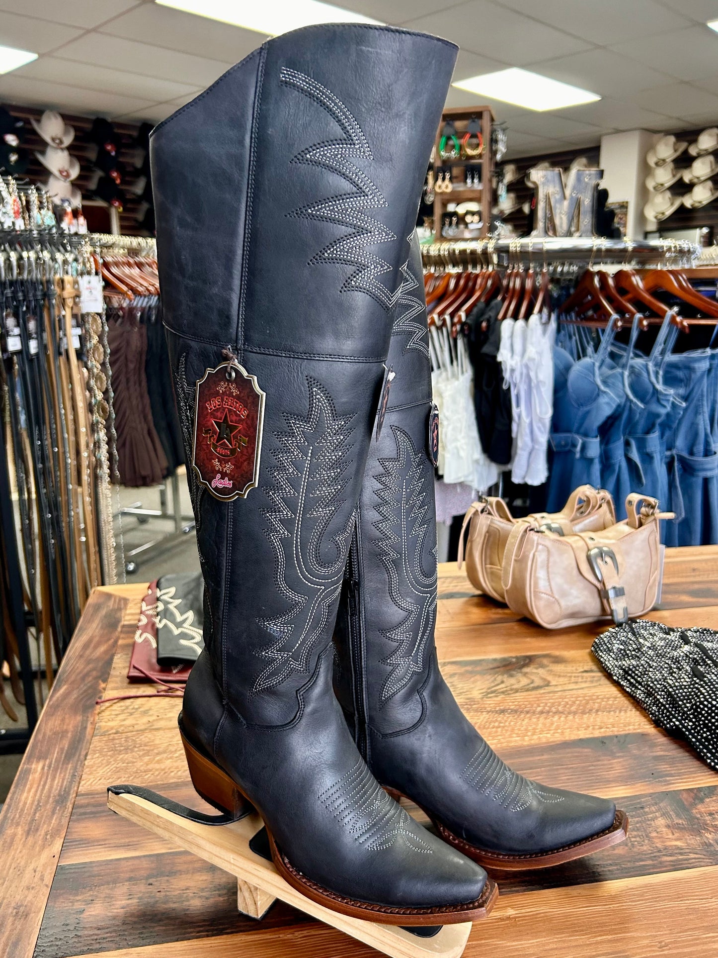 Snip Toe Over the Knee Boot (Black)