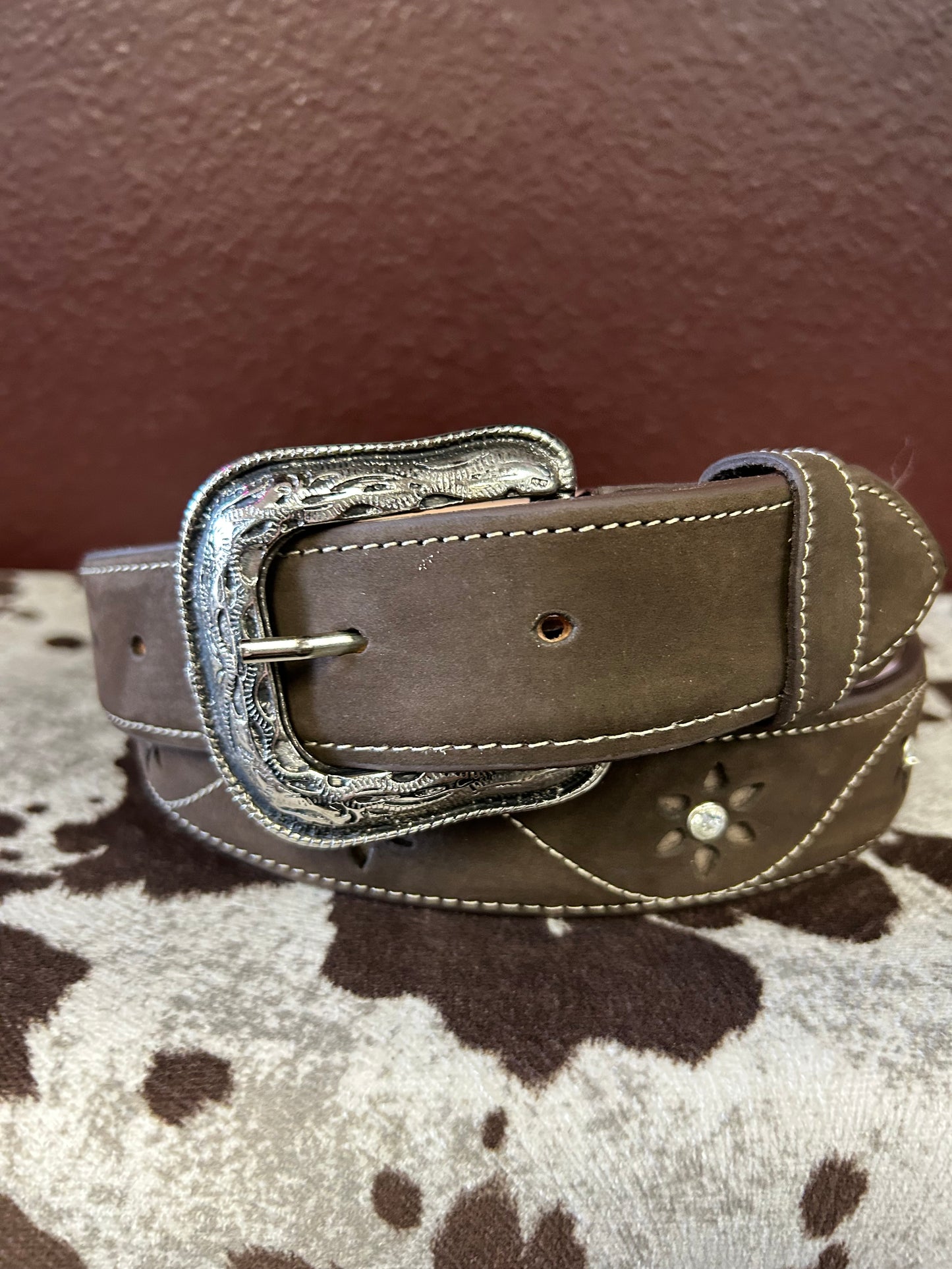 Women’s Brown Belt with Stone Accents