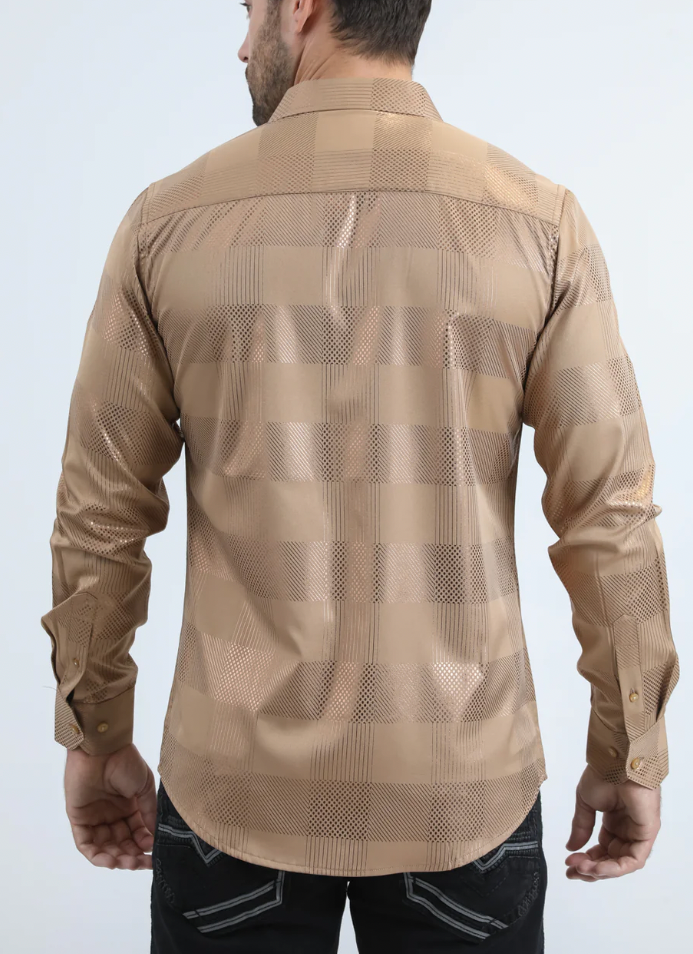 Checkered Beige Long Sleeve