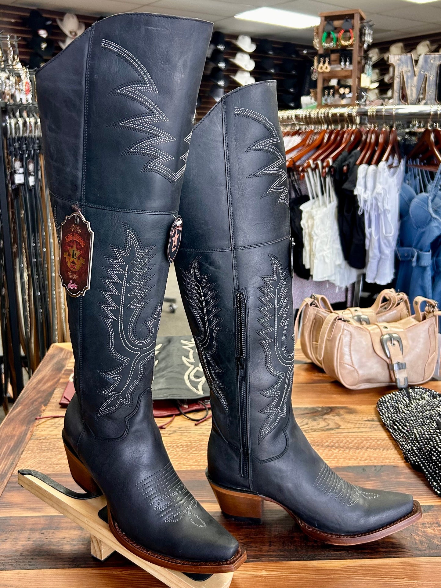 Snip Toe Over the Knee Boot (Black)