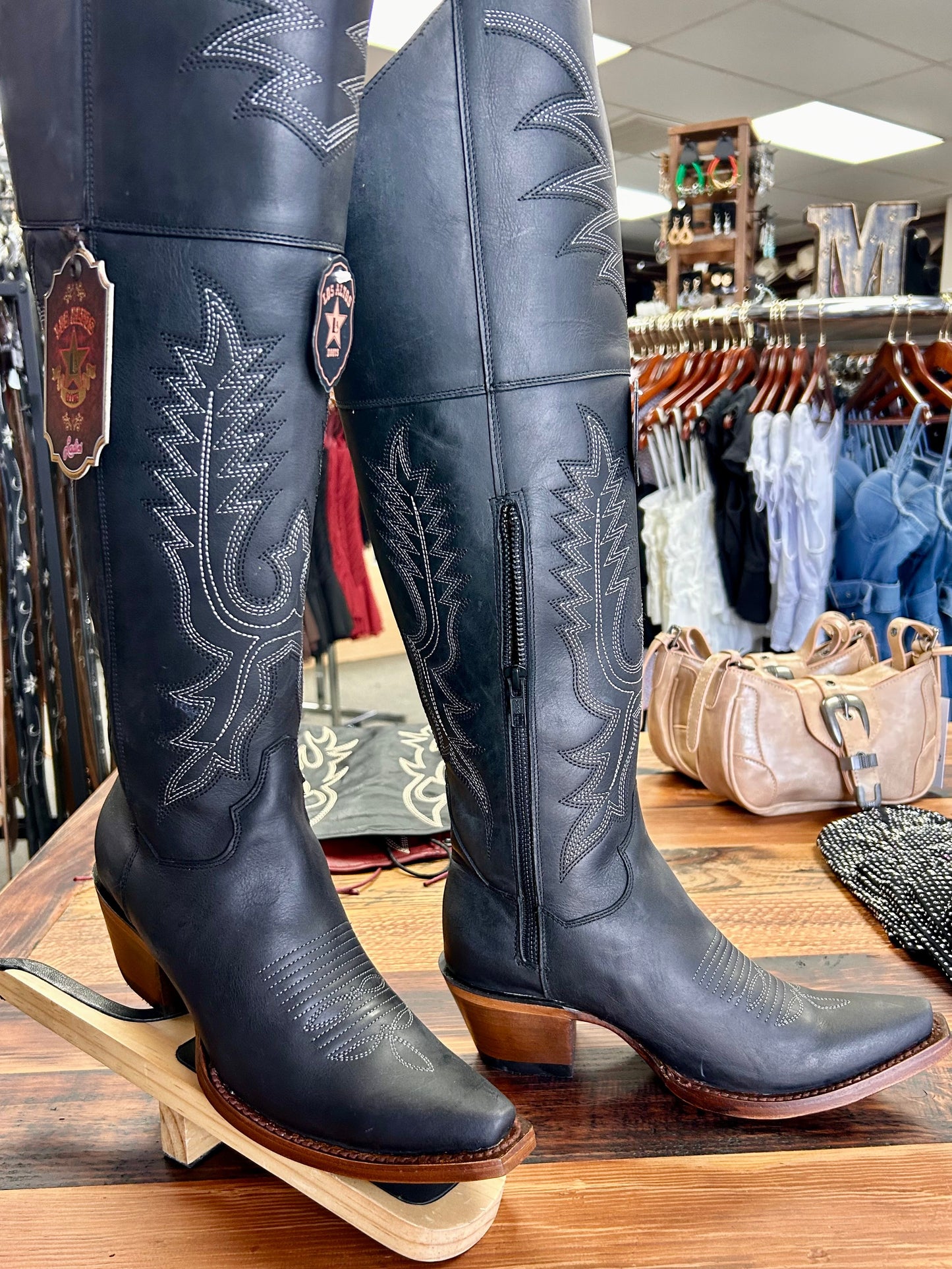 Snip Toe Over the Knee Boot (Black)