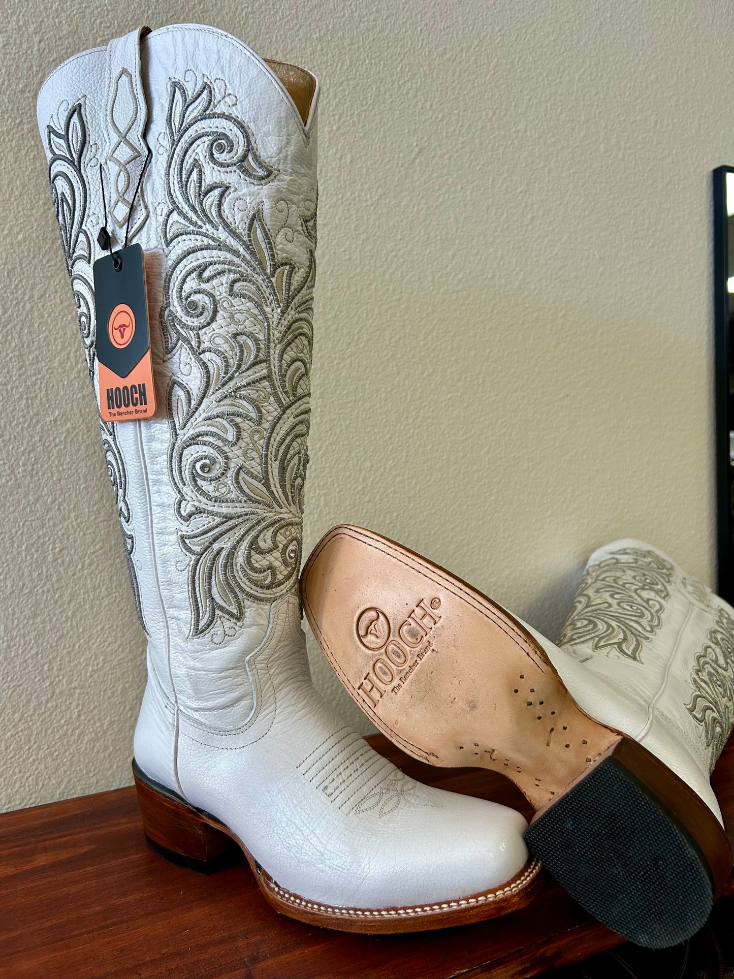 White Tall Square Toe Boots