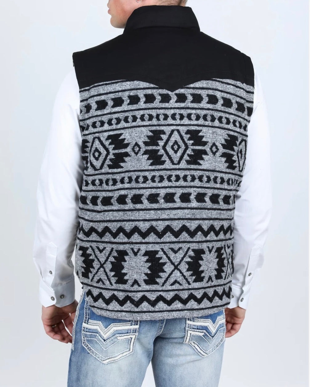 Black/White Aztec Quilted Vest