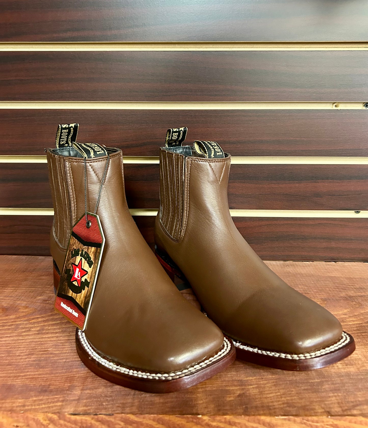 Square Toe Men’s Ankle Boot (Light Brown)