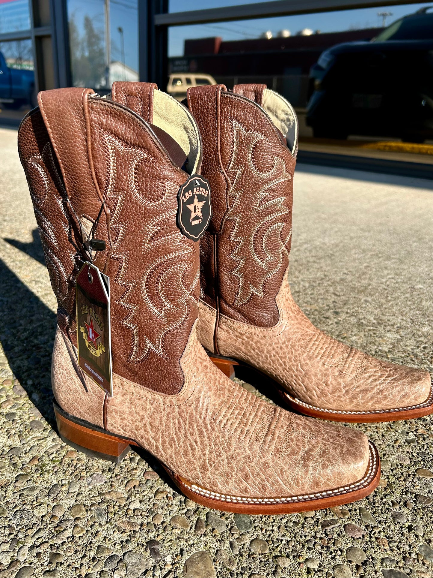Los Altos Rodeo Genuine Ostrich Belly Mocha Boot