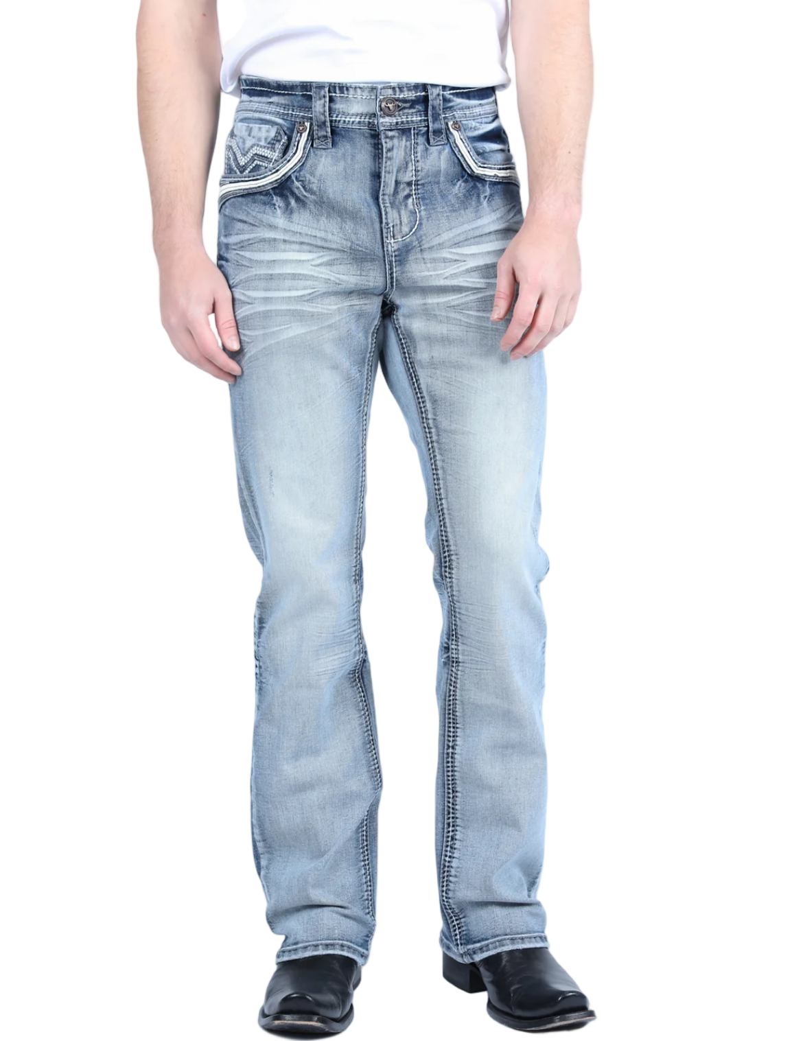 Blue Washed Slim Bootcut Jeans