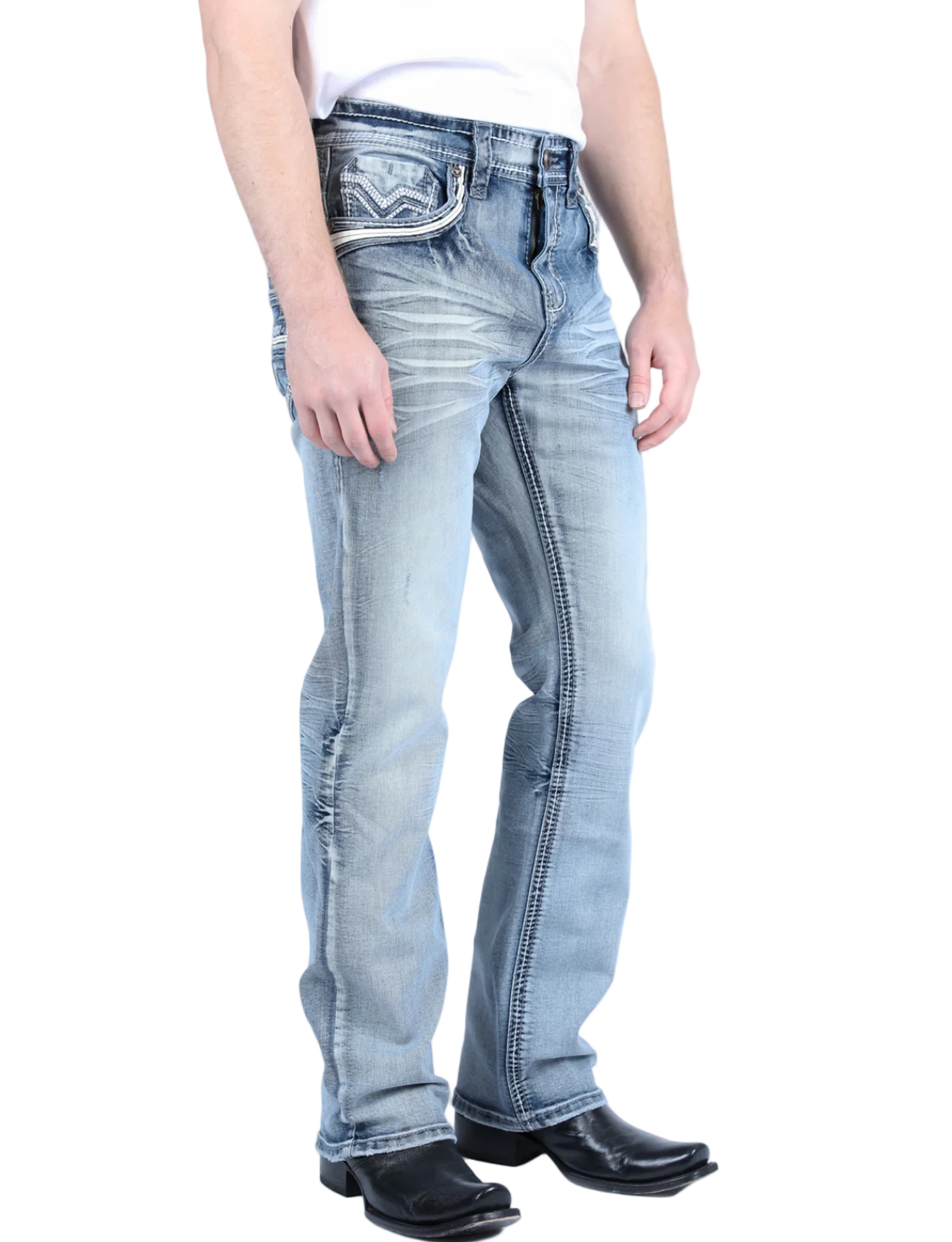 Blue Washed Slim Bootcut Jeans
