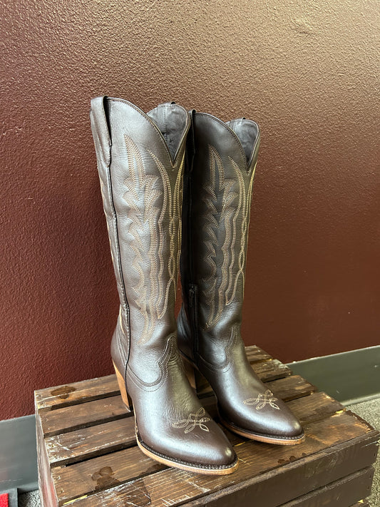 Destiny Brown Knee High Snip Toe Boot