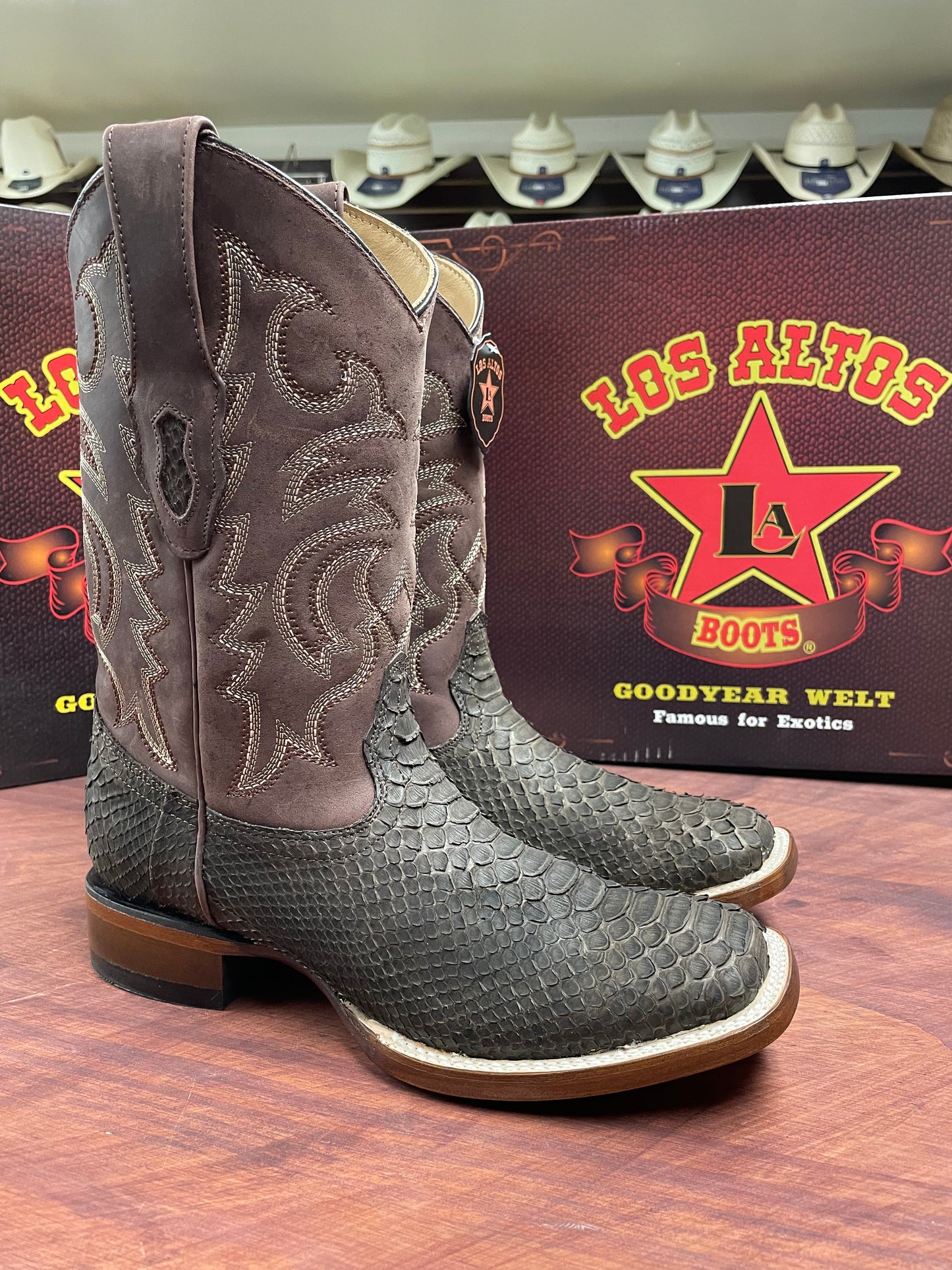 Los Altos Genuine Suede Brown Python Boot