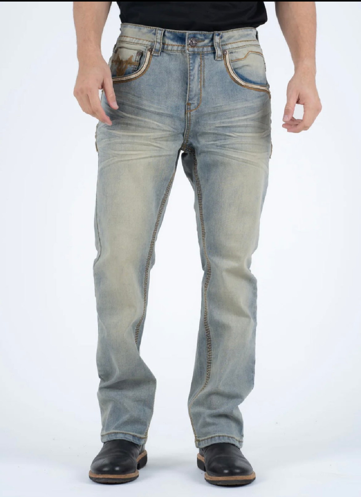 Faded Blue Slim Bootcut Jeans