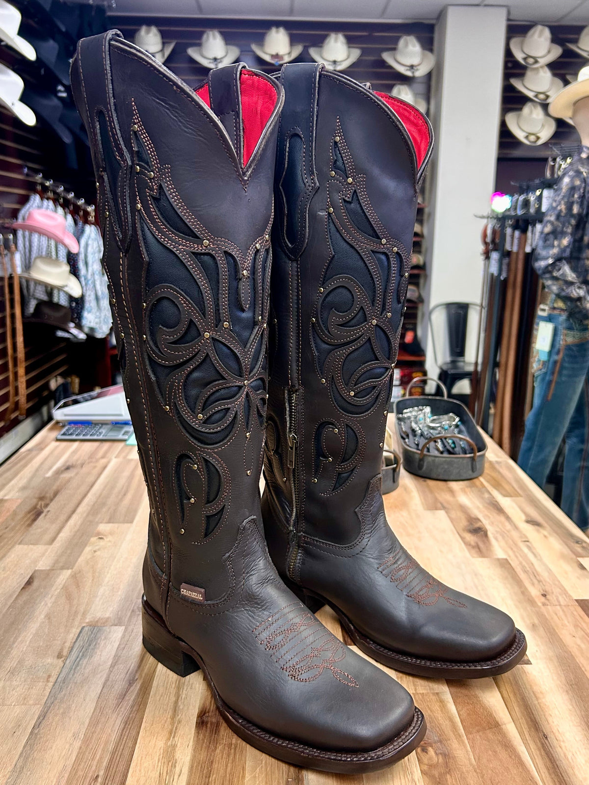 Ruby Tall Square Toe Boot (Cafe)