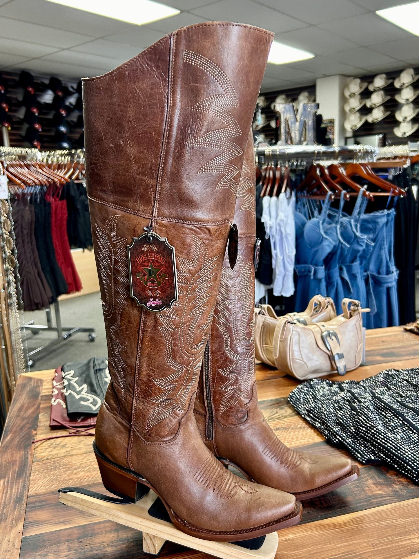 Snip Toe Over the Knee Boot (Light Brown)