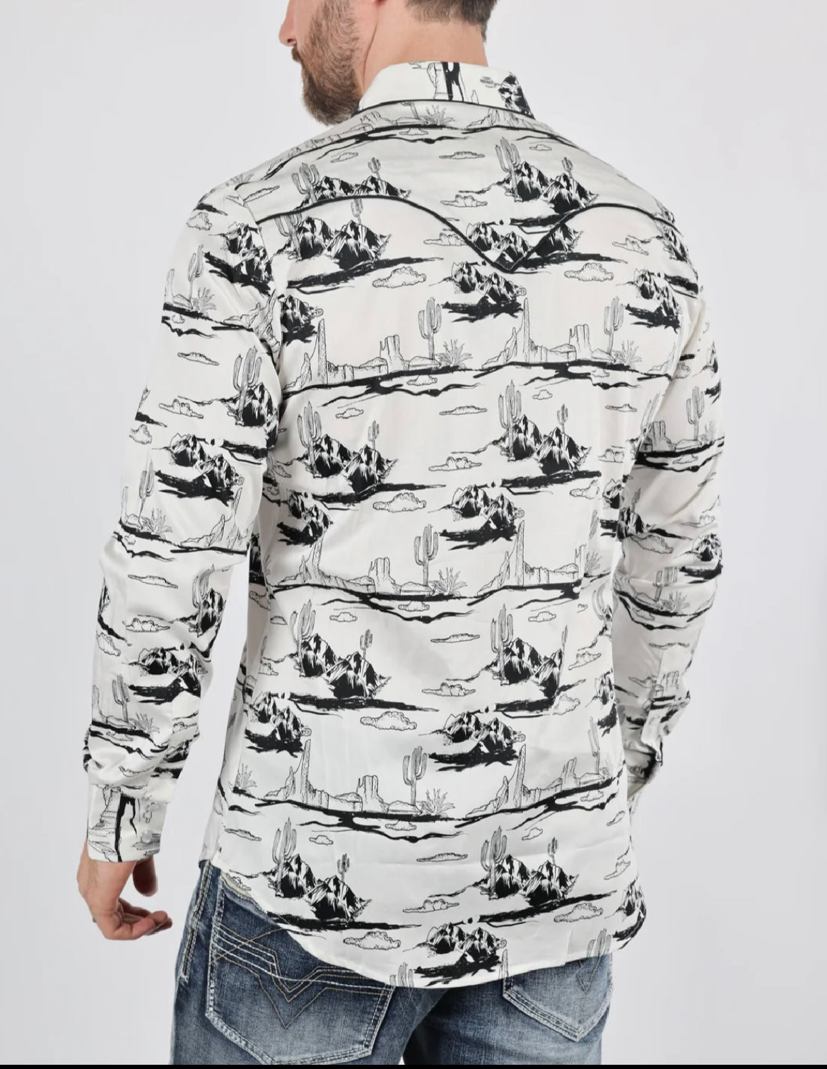 Wild West Long Sleeve Shirt (Burgundy & White)