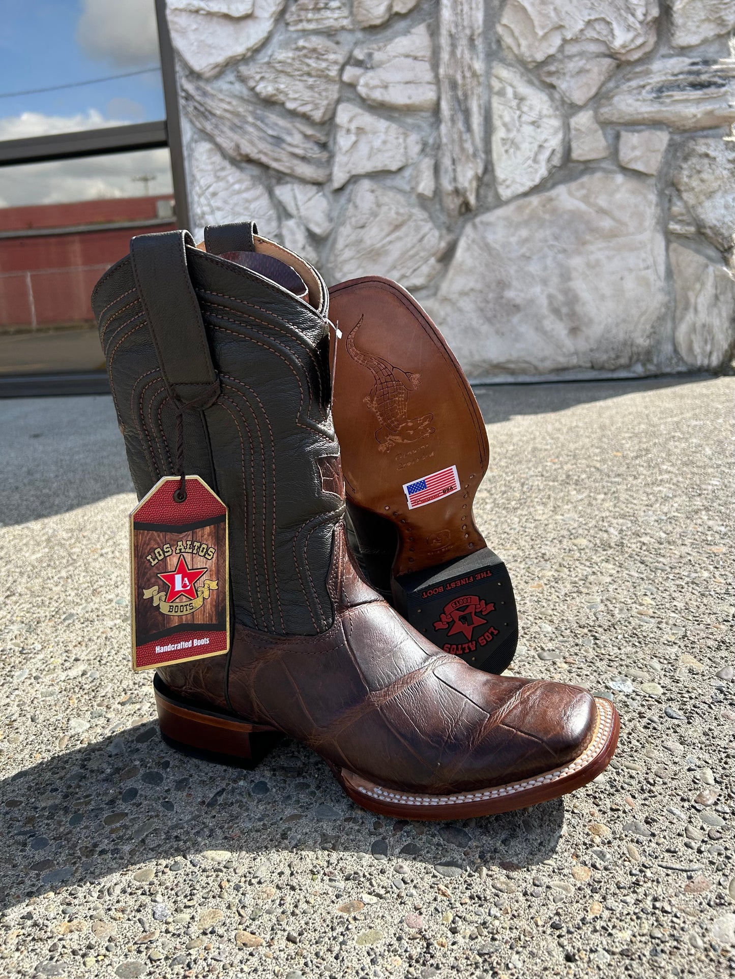 Los Altos Genuine Alligator Brown Boot