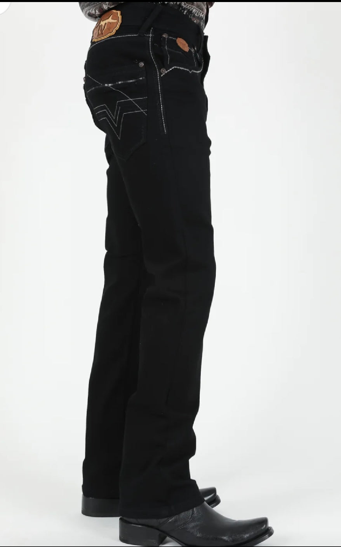 Black Bootcut Jeans with Embroidered Pockets