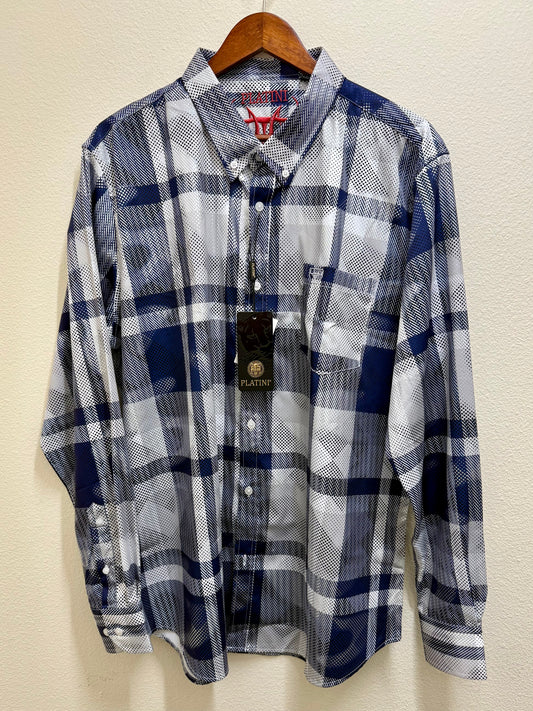 White and Blue Squares Dress Shirt