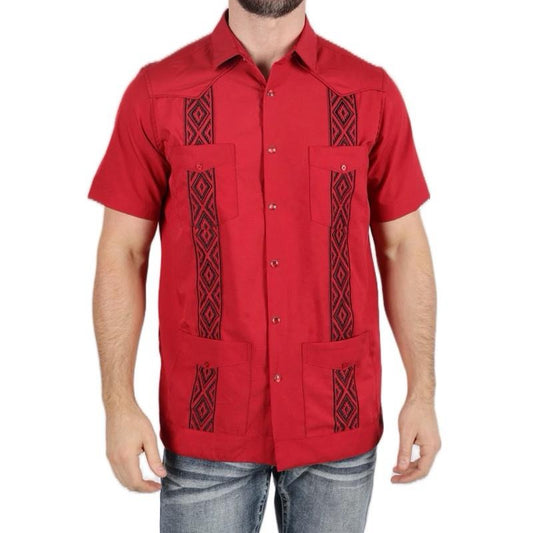 Red Guayabera Shirt