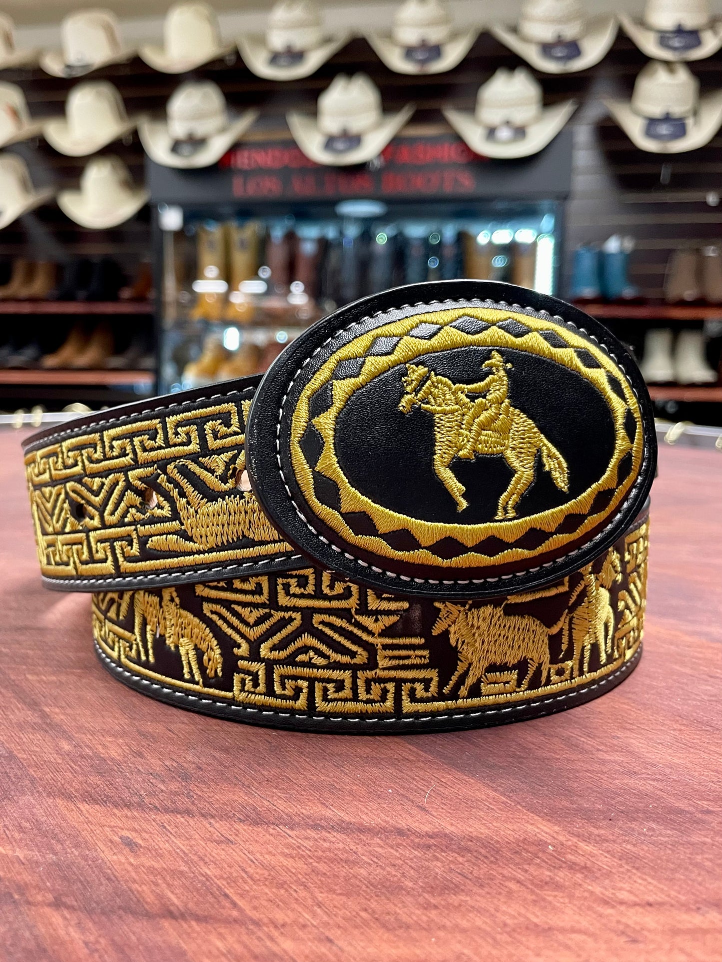 Yellow Embroidered Rider Black Belt