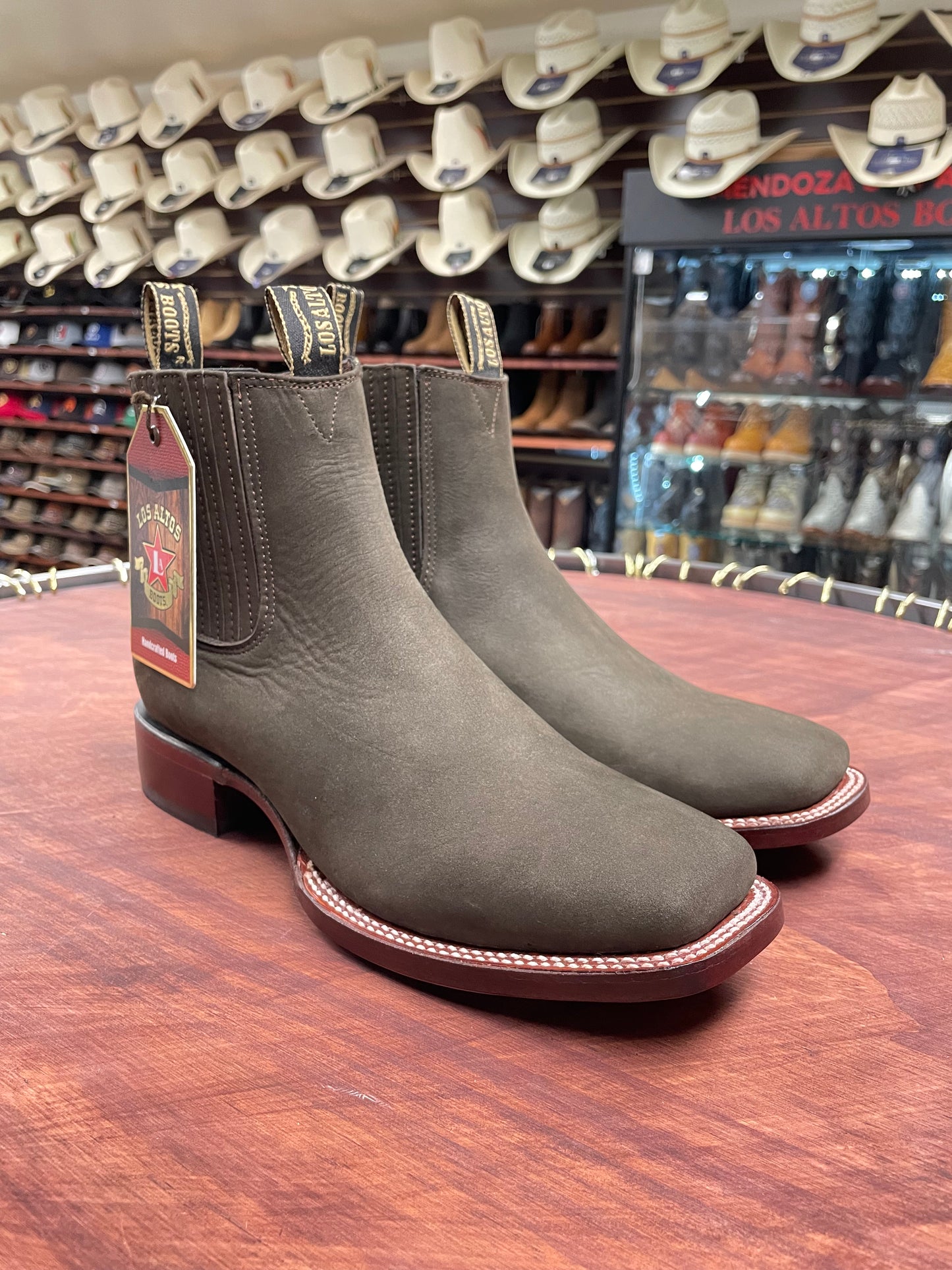 Los Altos Suede Square Toe Dark Tabaco Boot